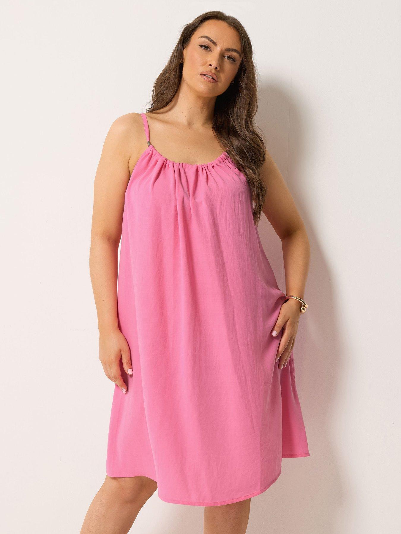 Yours Curve Textured Swing Dress - Pink