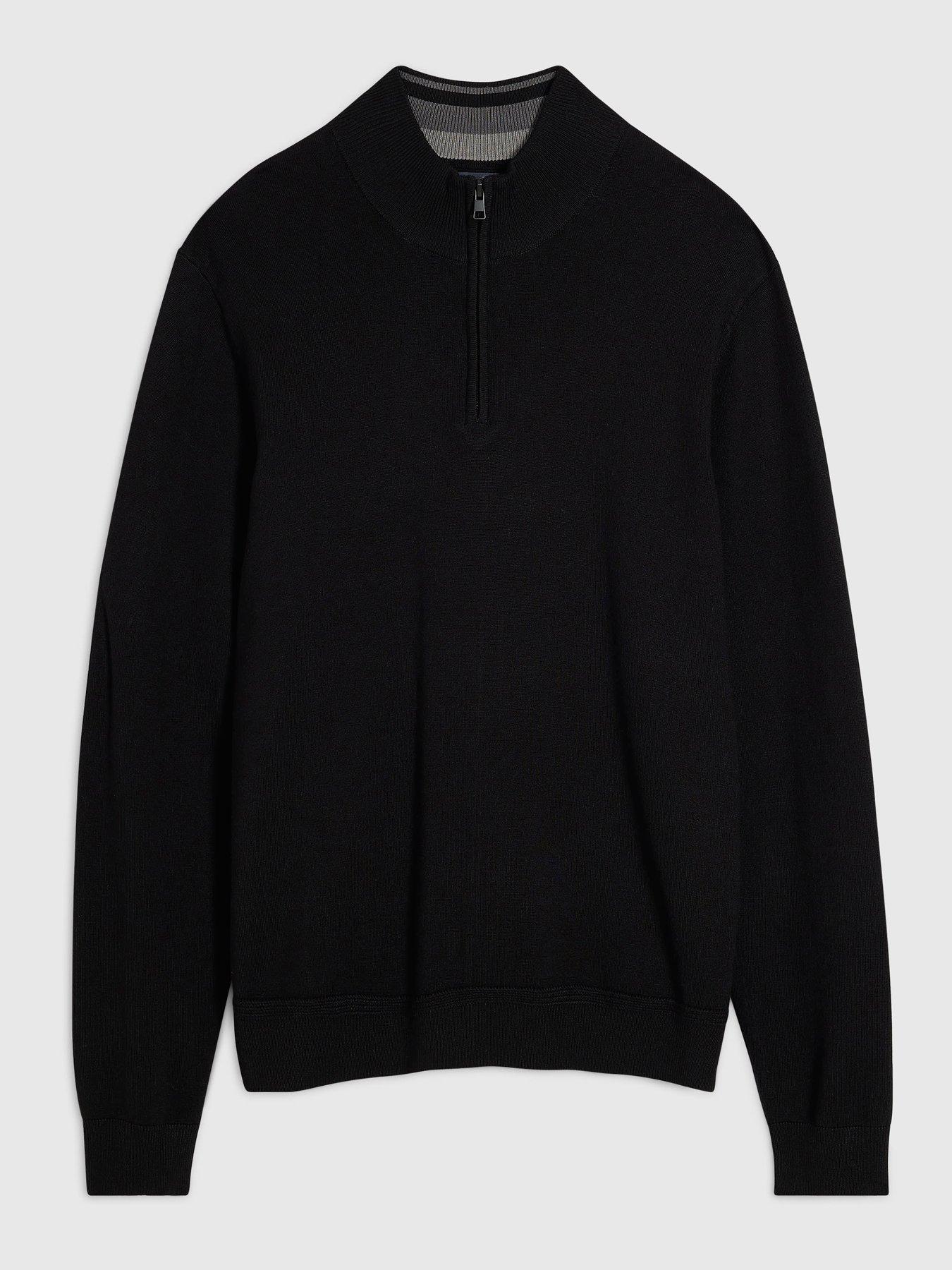 Image 3 of 4 of River Island Slim Fit Half Zip Jumper - Black