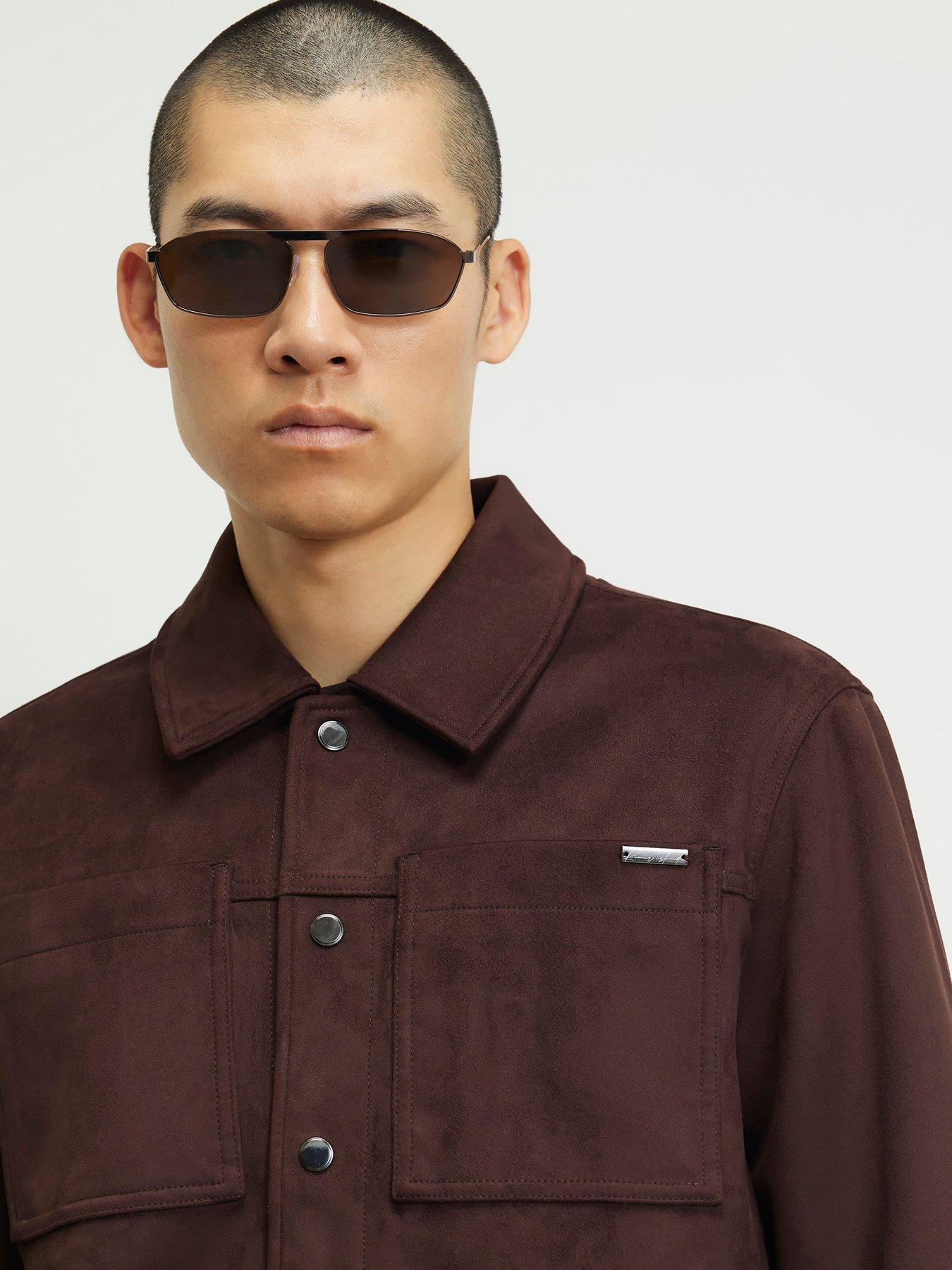 Image 4 of 6 of River Island Faux Suede Western Style Jacket - Brown
