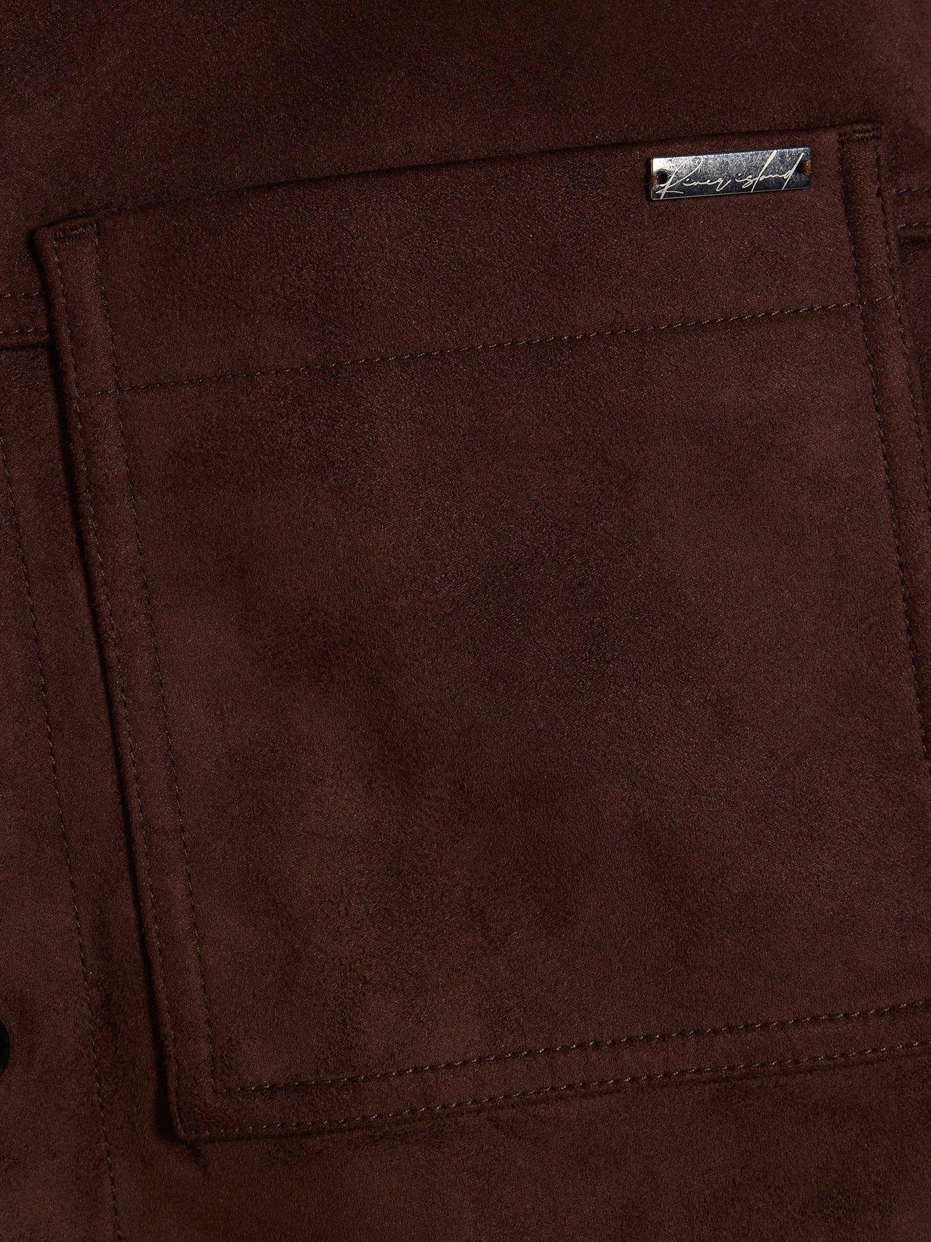 Image 6 of 6 of River Island Faux Suede Western Style Jacket - Brown