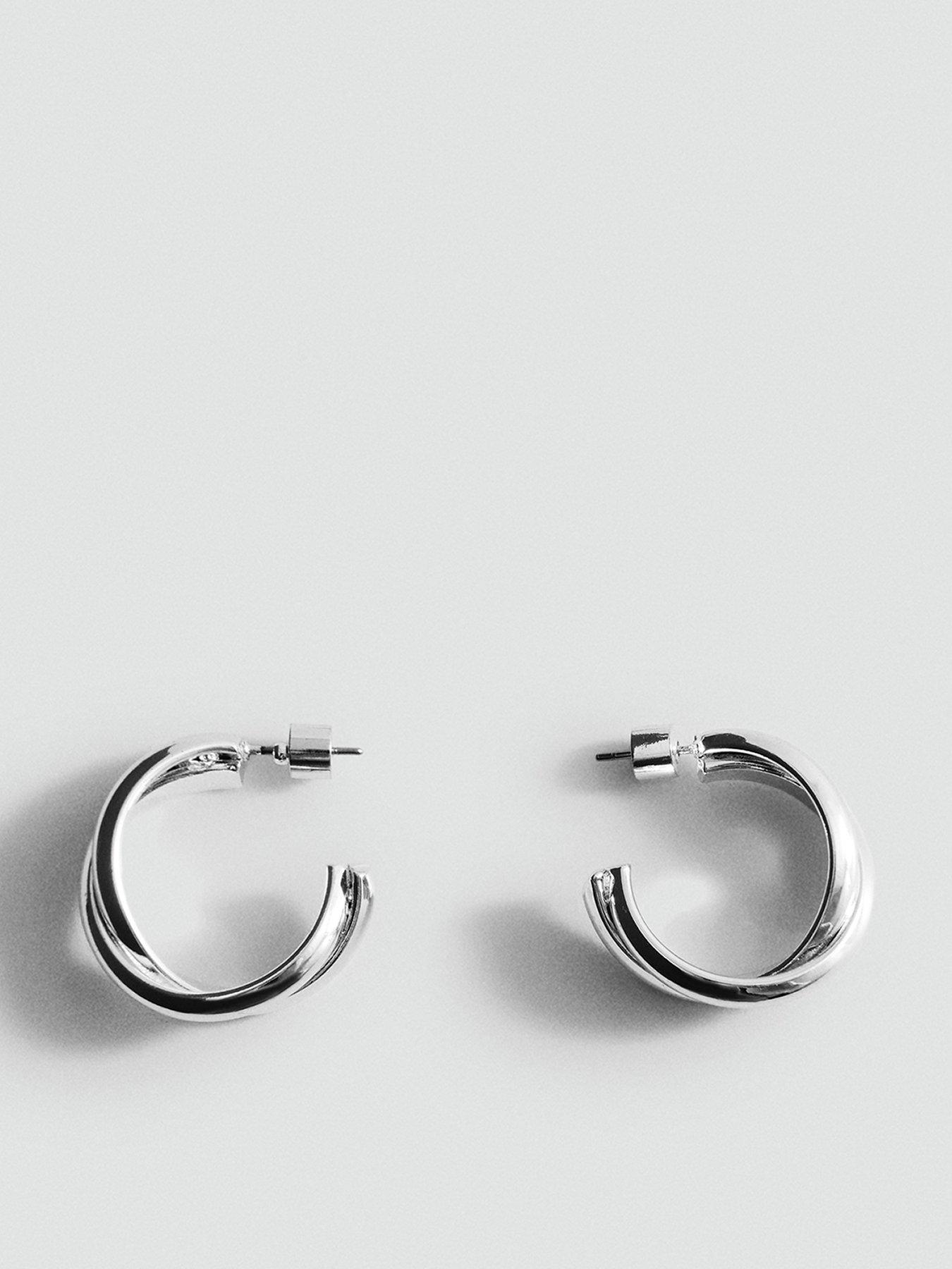 Mango Interlinked Hoop Earrings - Silver