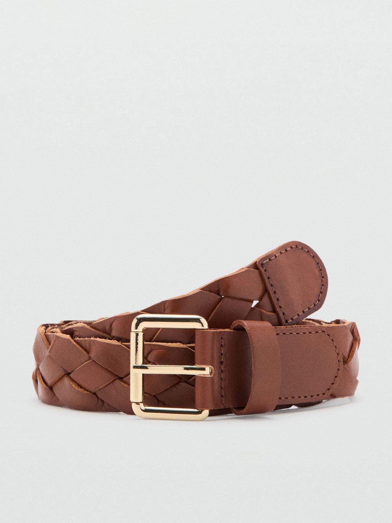 Image 1 of 4 of Mango Braided Leather Belt - Brown