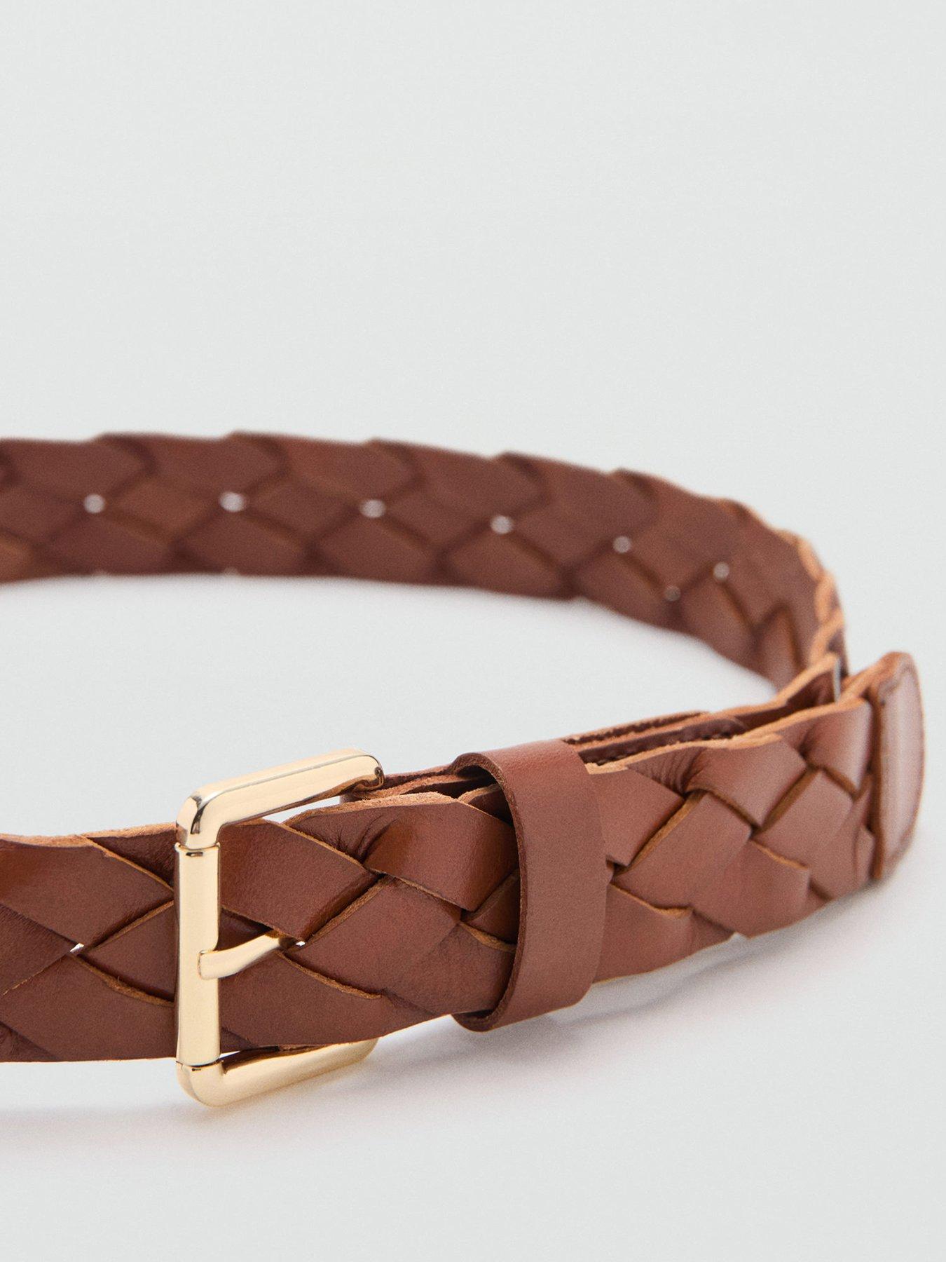 Image 2 of 4 of Mango Braided Leather Belt - Brown