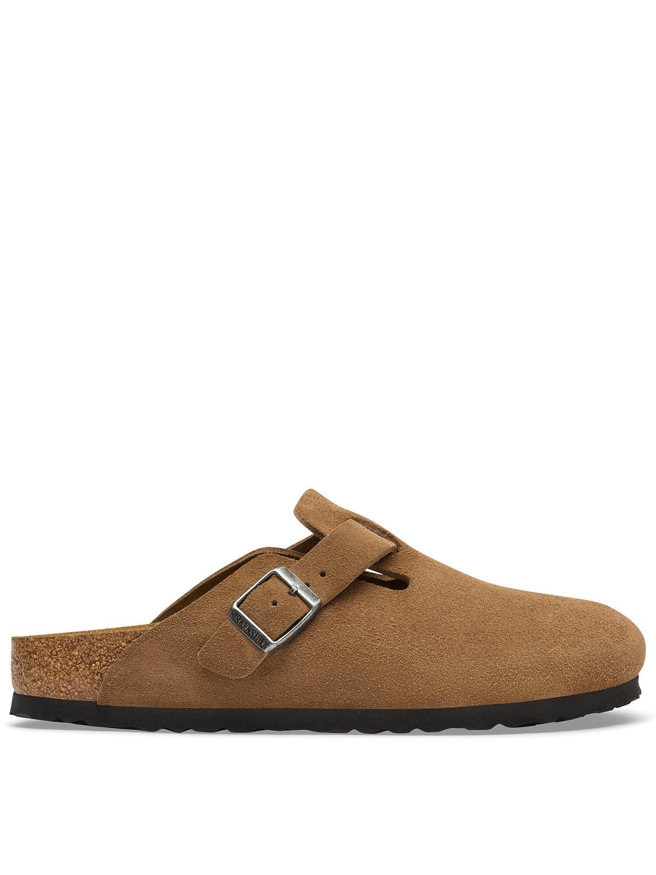 Birkenstock Womens Boston Suede Leather Clog - Dark Tea