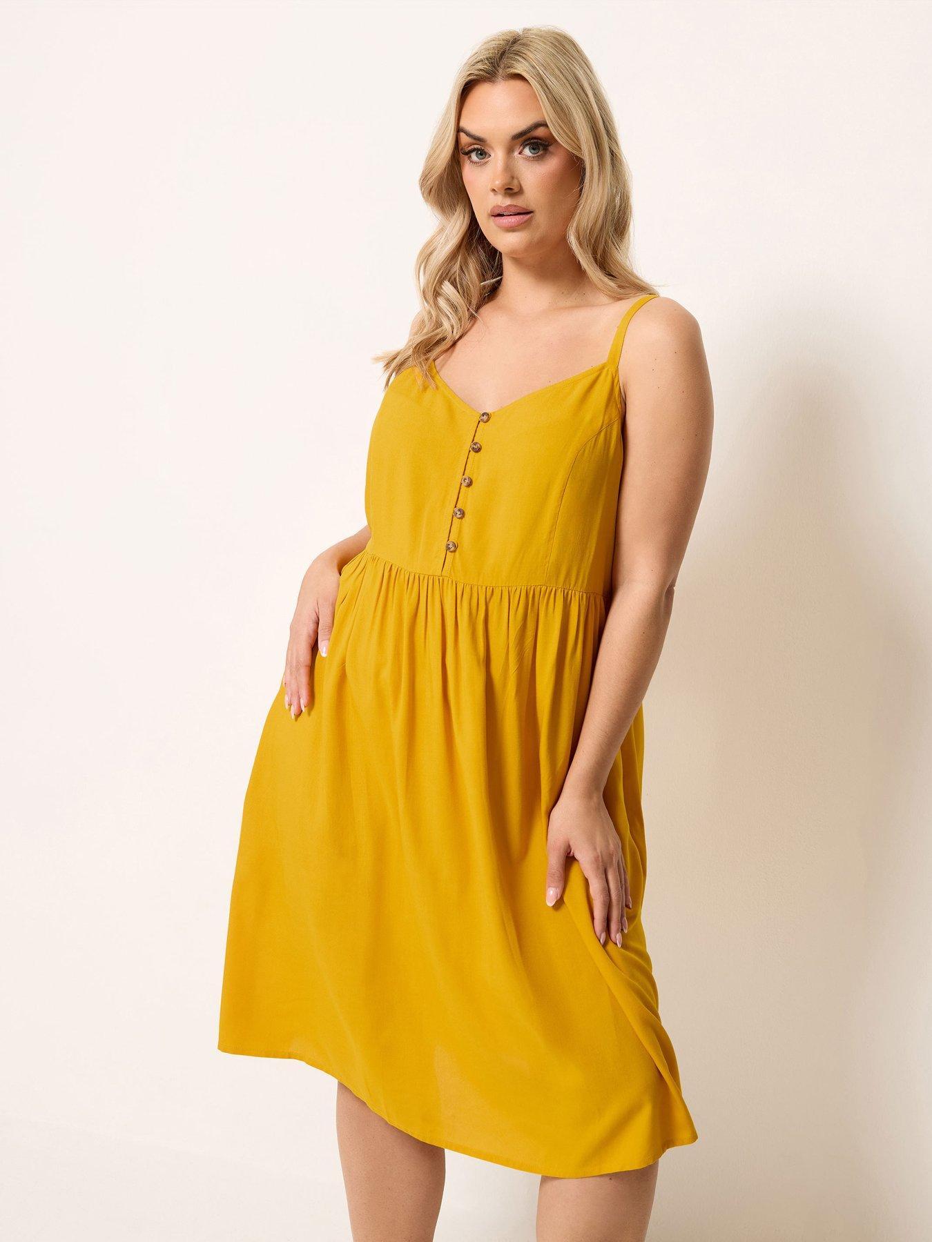 Yours Curve Strappy Sundress - Yellow