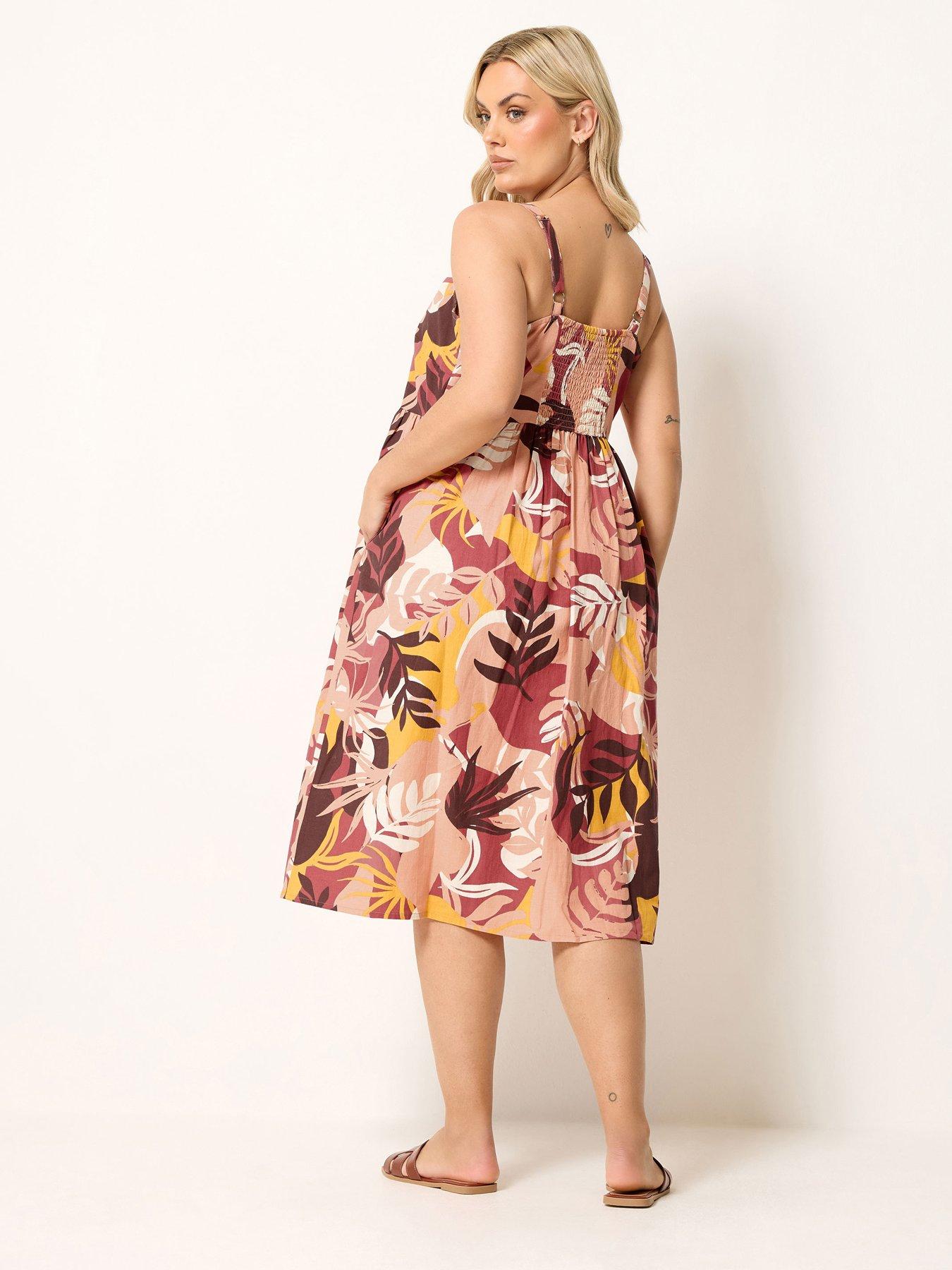 Image 2 of 4 of Yours Curve Linen Button Detail Sundress - Orange