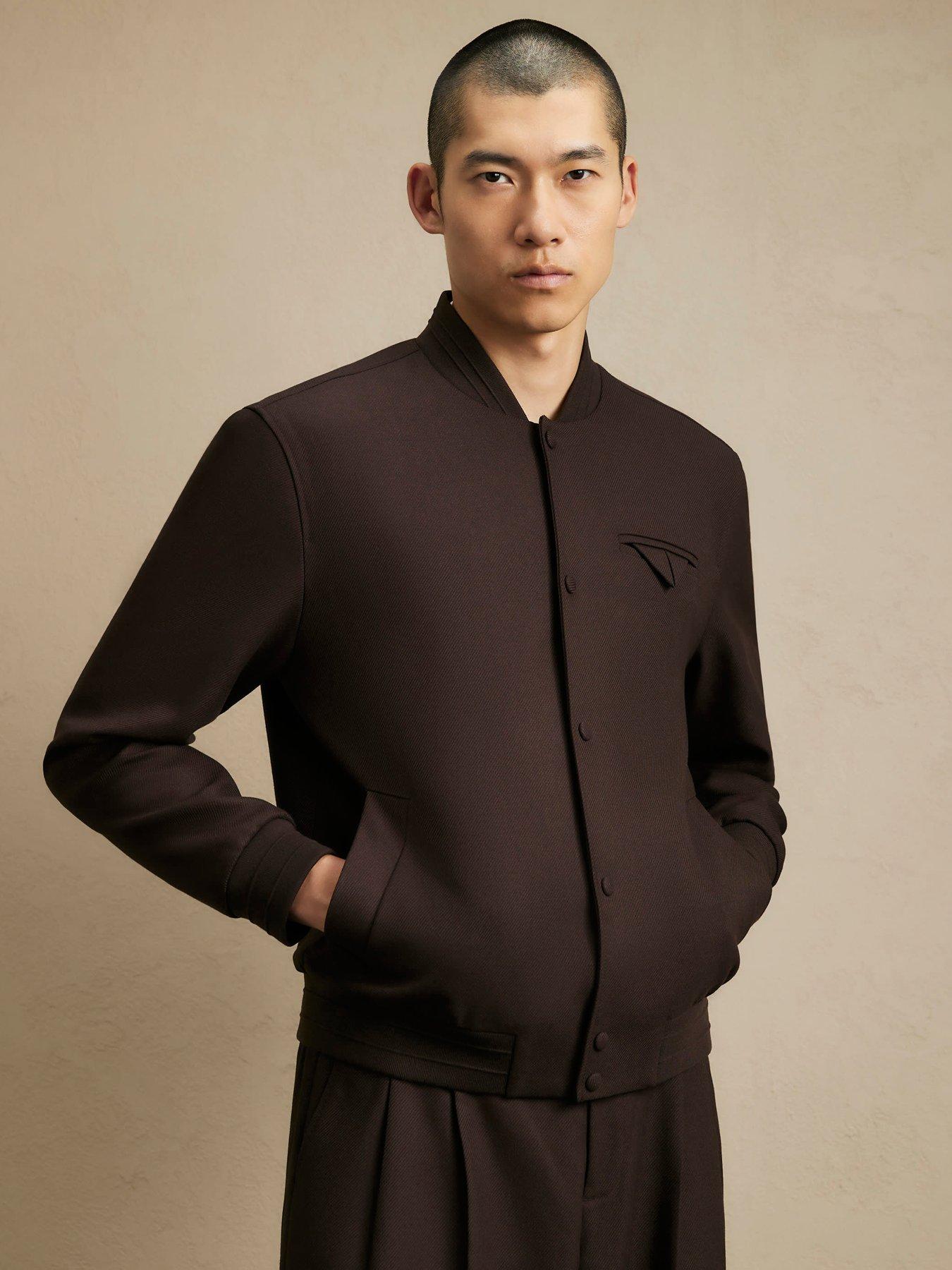 Image 1 of 7 of River Island Smart Twill Bomber Jacket - Brown