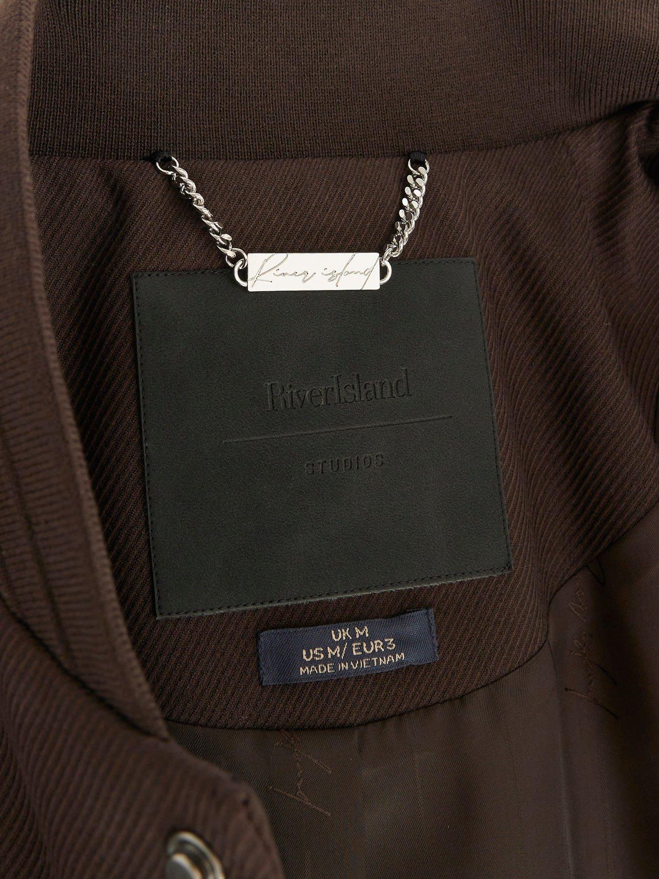 Image 6 of 7 of River Island Smart Twill Bomber Jacket - Brown
