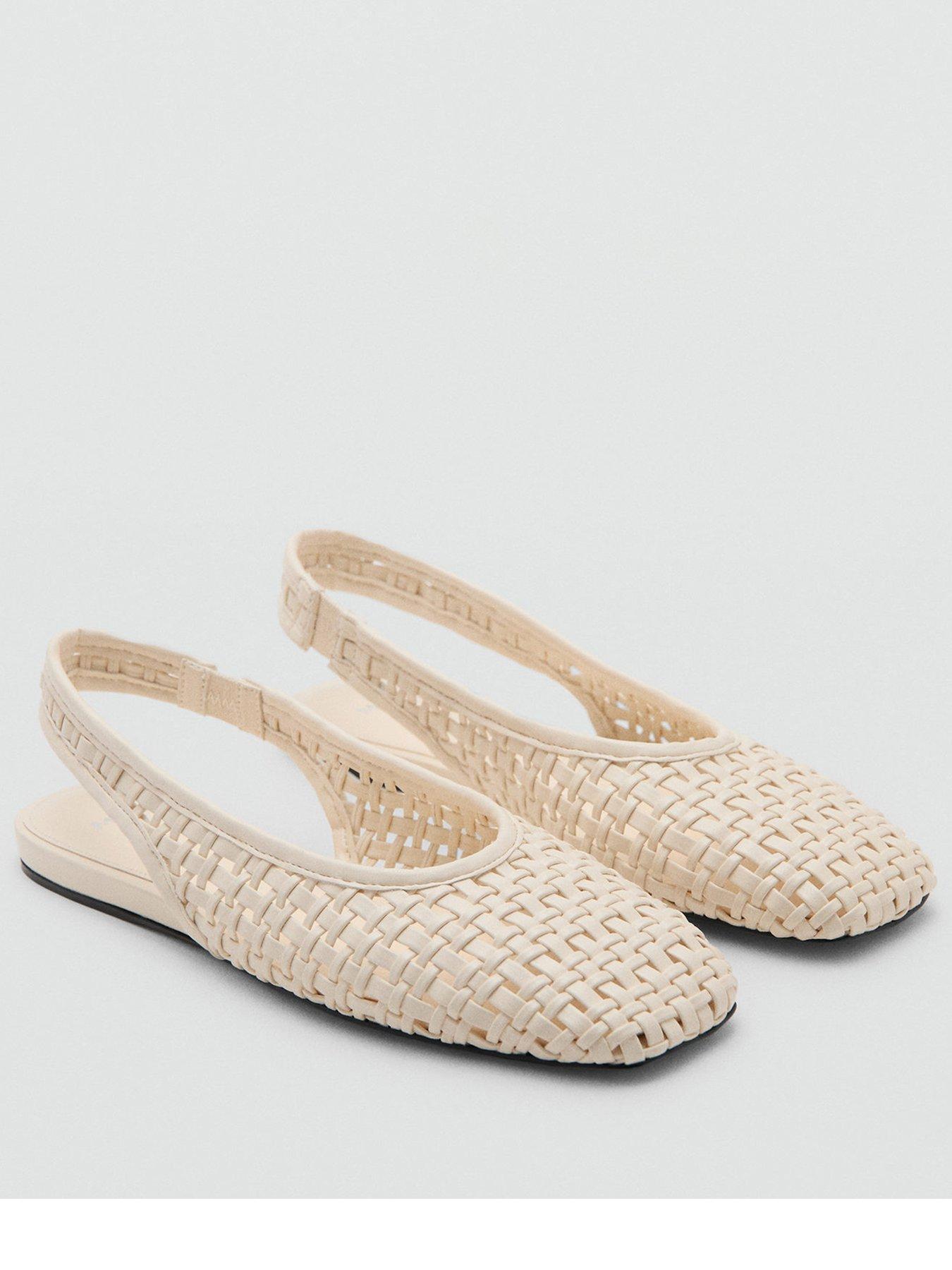 Mango Braided Backless Ballerina Flat - White