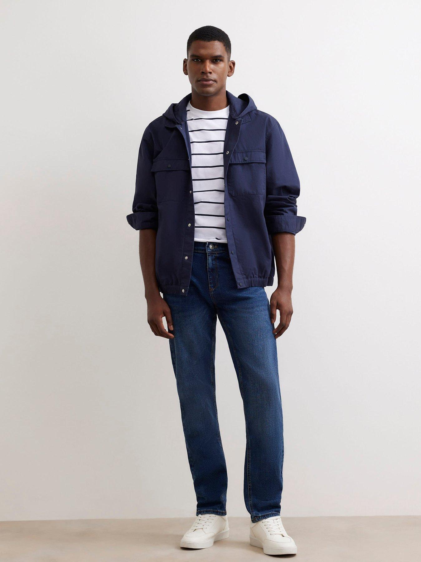 Image 3 of 6 of River Island Mens Slim Fit Structured Jeans - Dark Wash