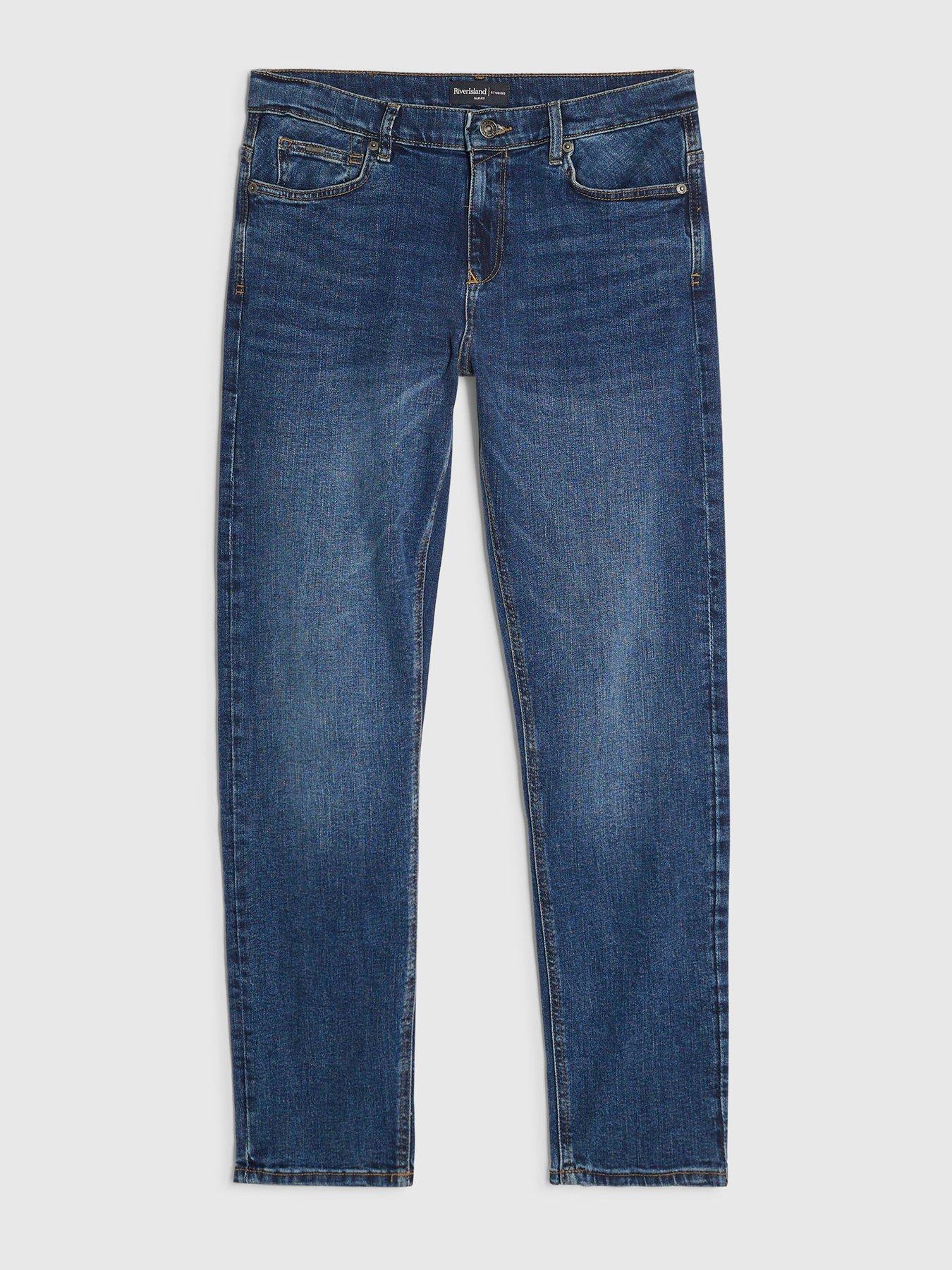 Image 6 of 6 of River Island Mens Slim Fit Structured Jeans - Dark Wash