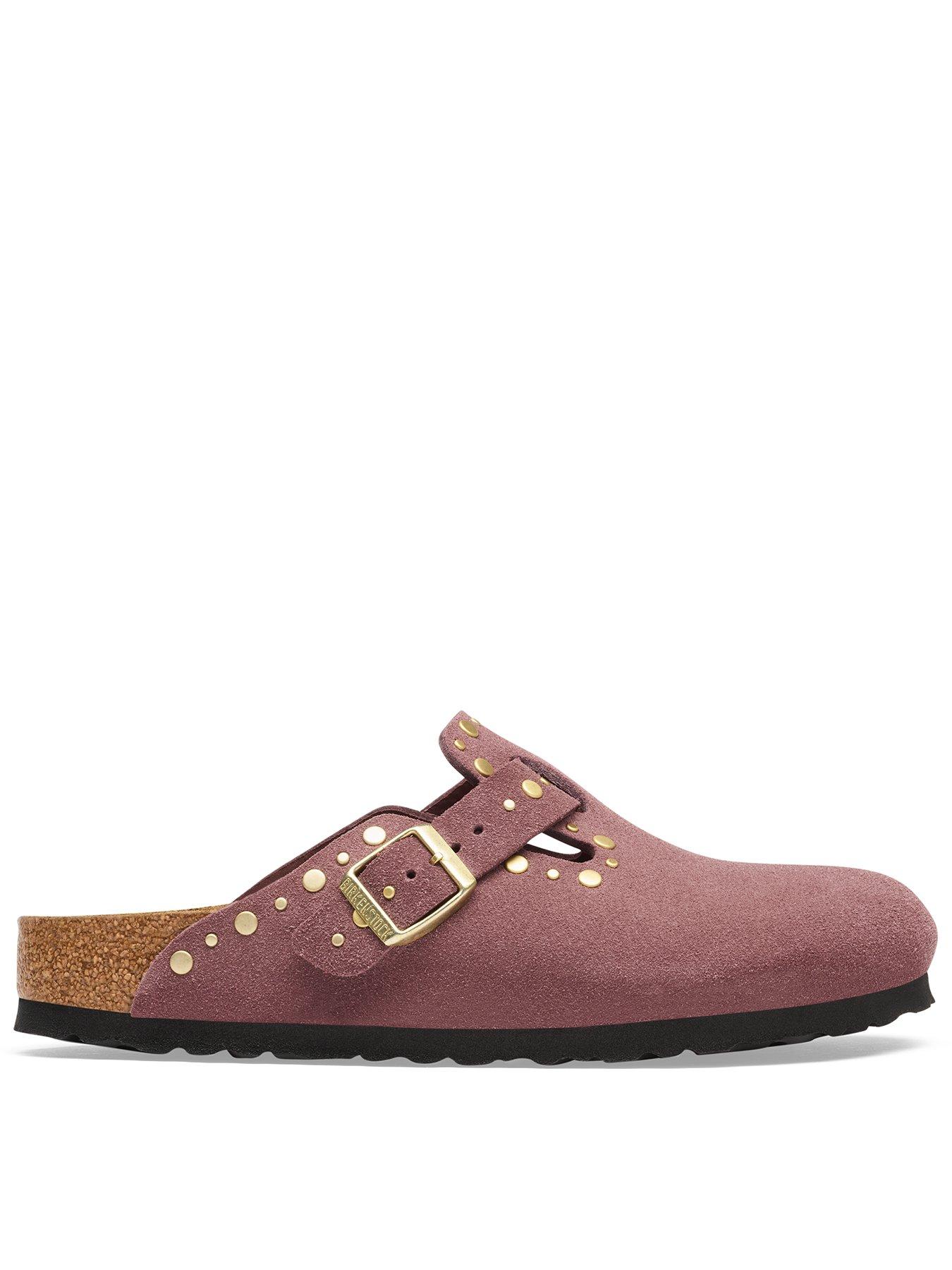 Birkenstock Womens Boston Rivets Suede Leather - Pepper