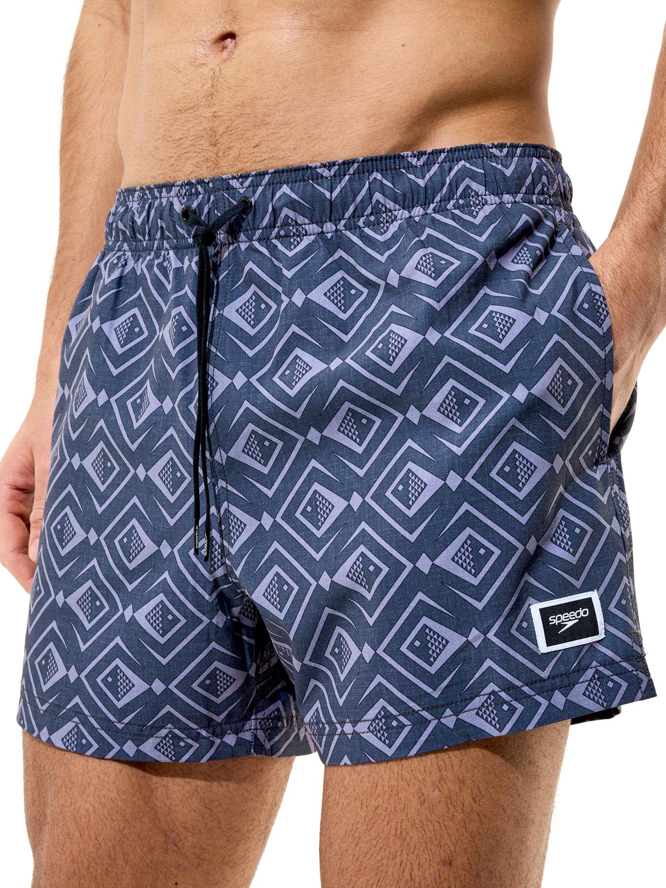 Image 1 of 4 of Speedo Mens Print Redondo Edge Swim Shorts - Grey