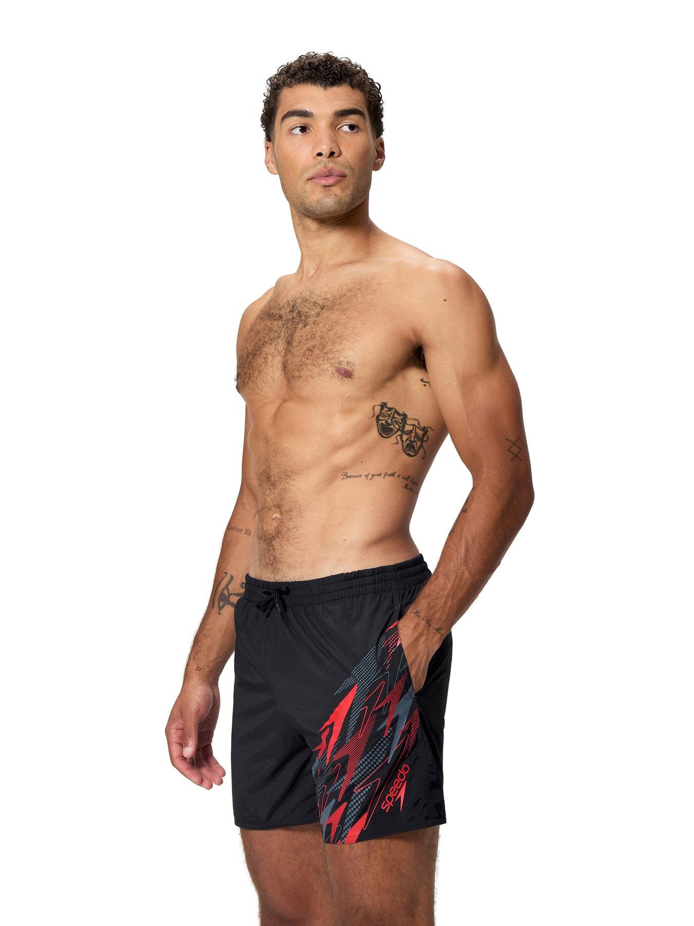 Speedo Mens Medley Logo Swim Shorts - Black/Red