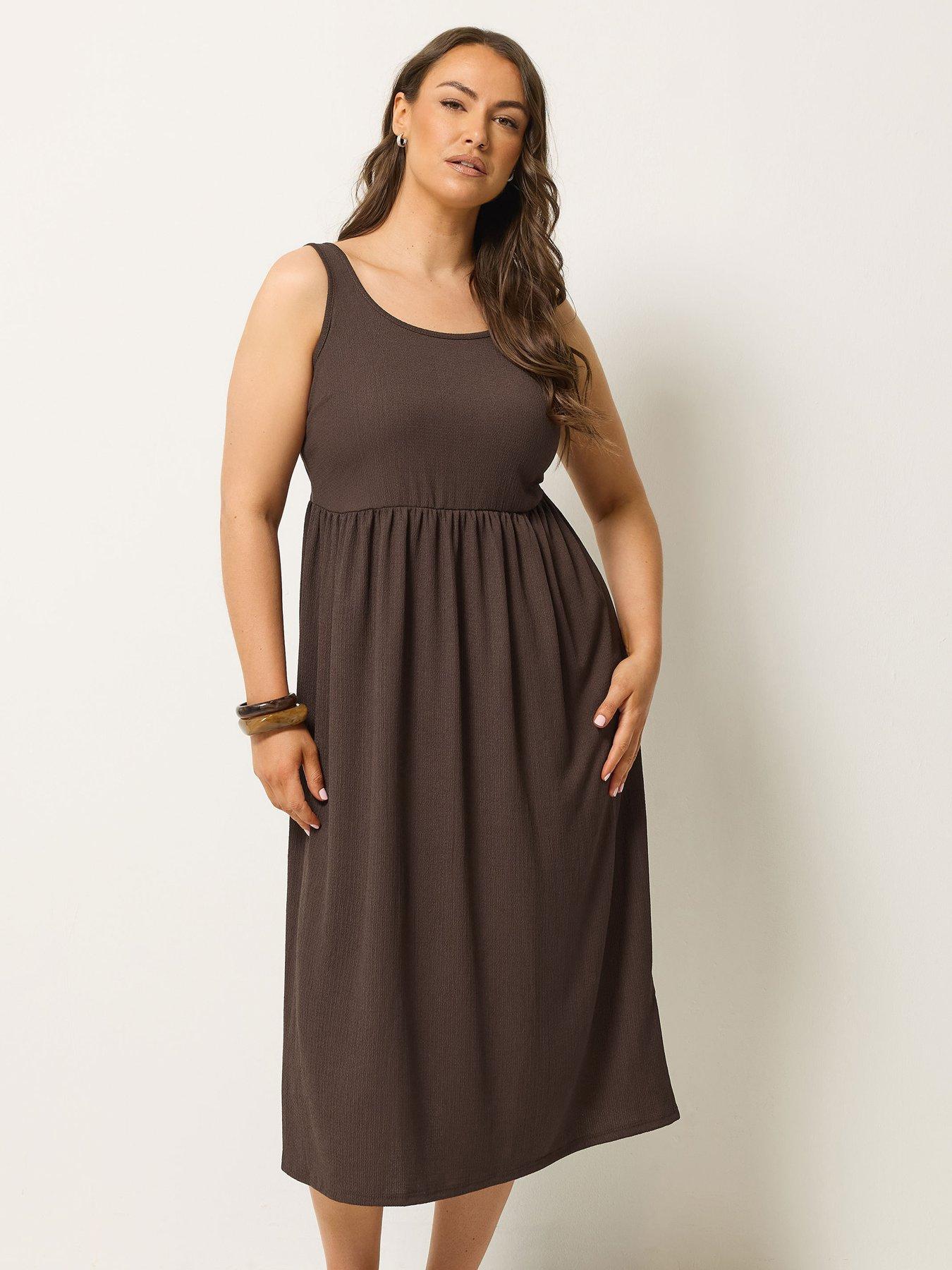 Yours Curve Short Sleeve Textured Smock Dress
