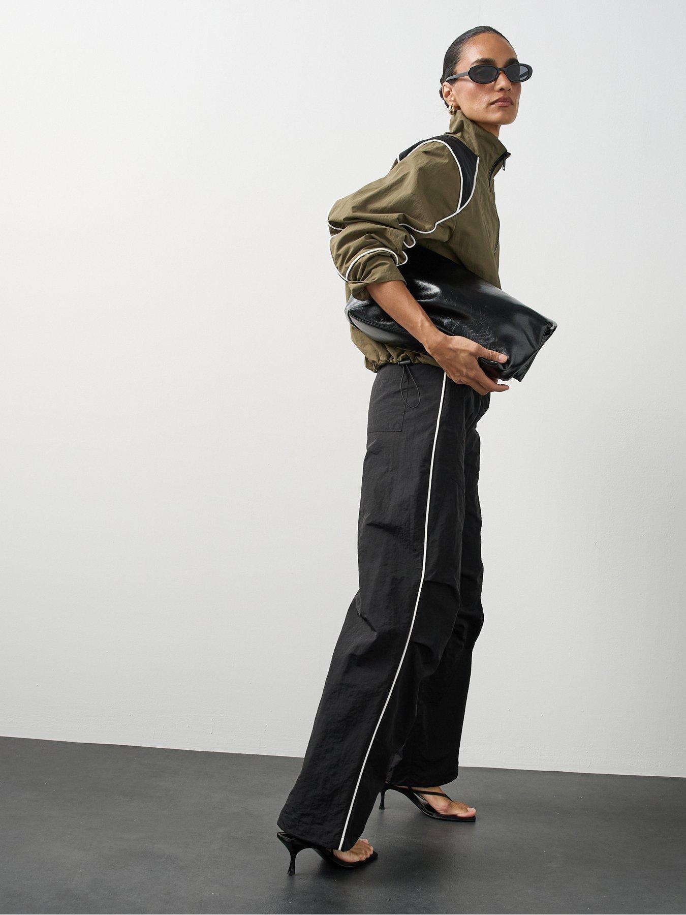 Image 1 of 7 of Michelle Keegan Side Stripe Track Pant Co Ord - Black