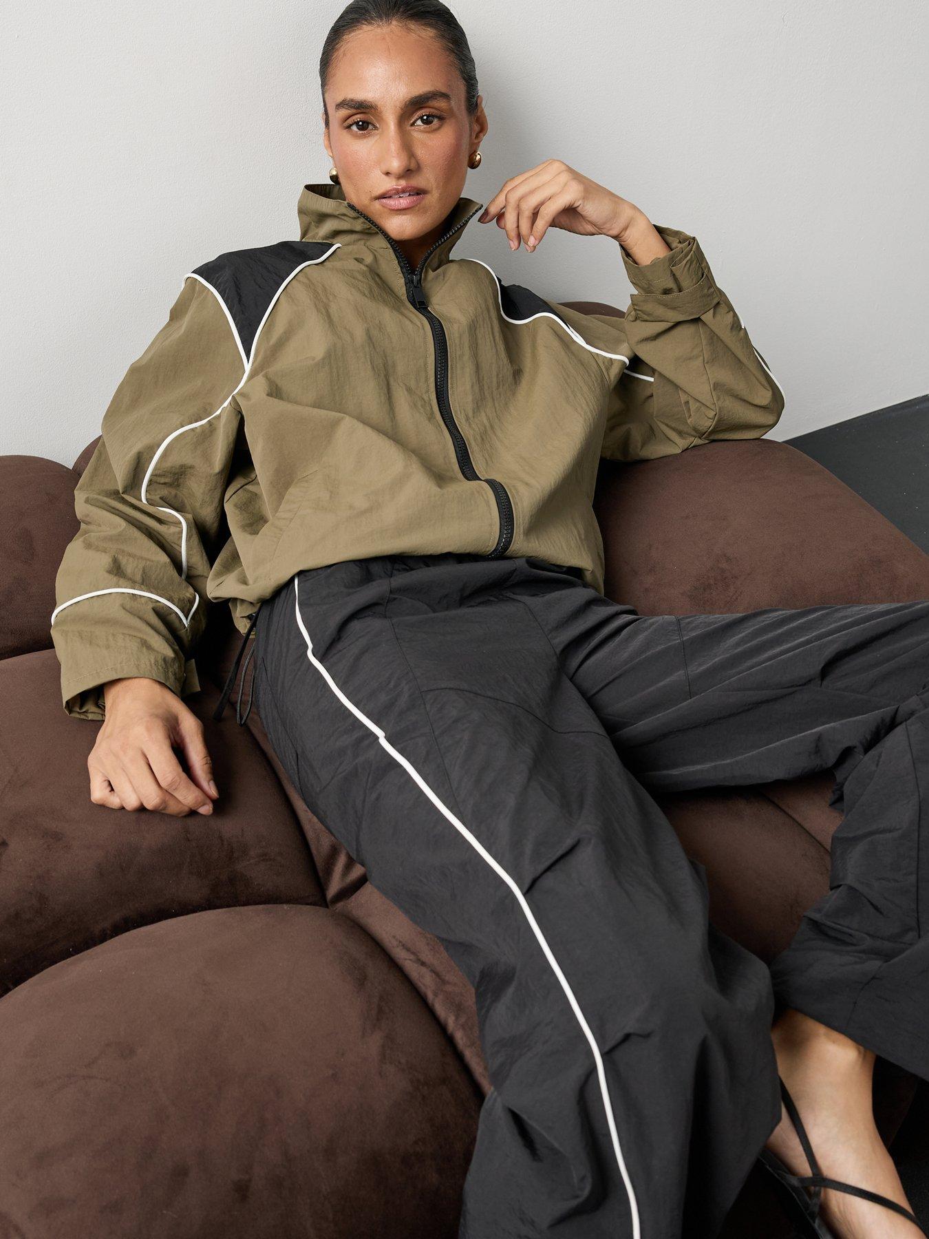Image 2 of 7 of Michelle Keegan Side Stripe Track Pant Co Ord - Black