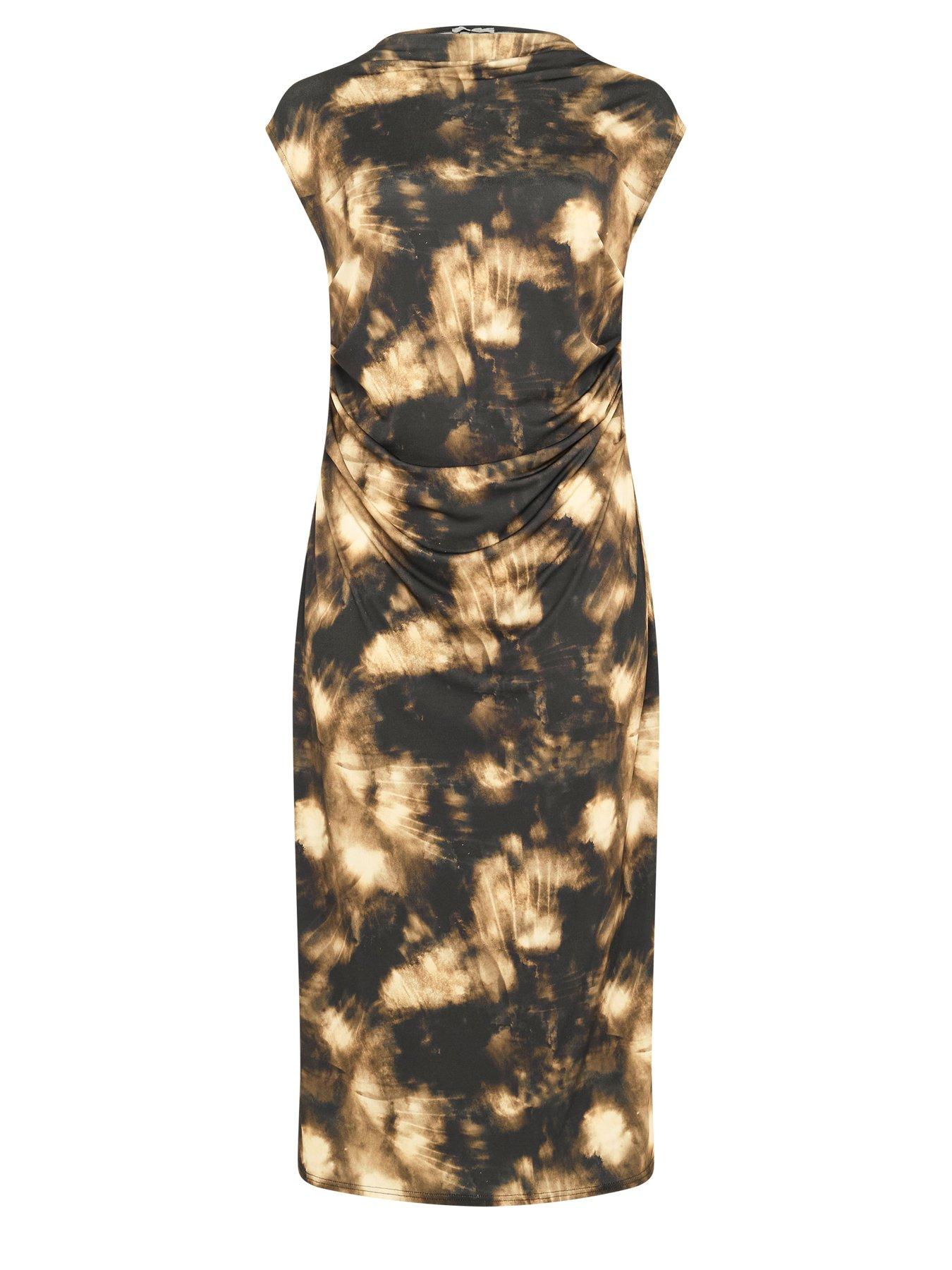 Image 5 of 5 of Yours Curve Abstract Drape Dress - Brown