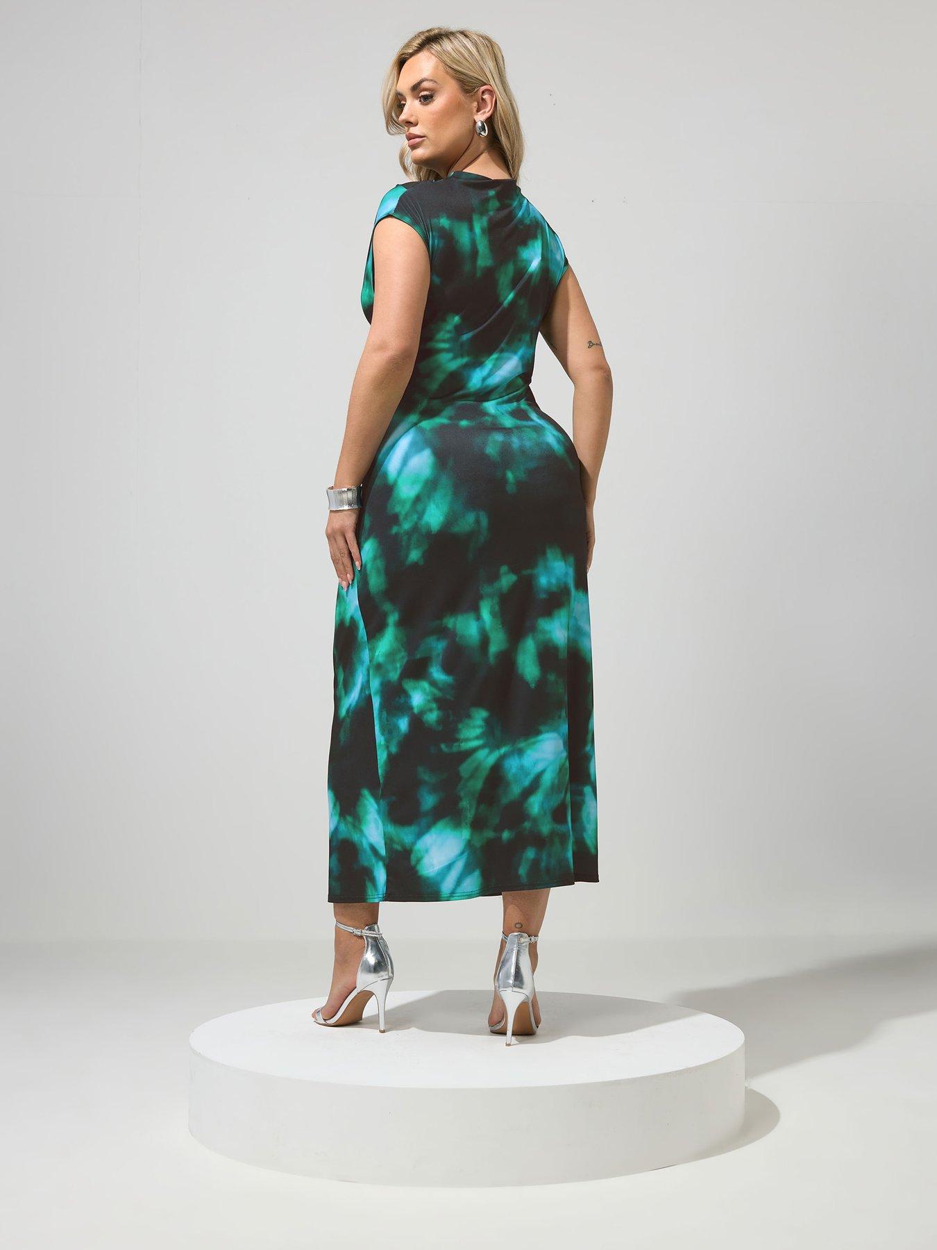 Image 2 of 5 of Yours Curve Abstract Drape Dress - Black