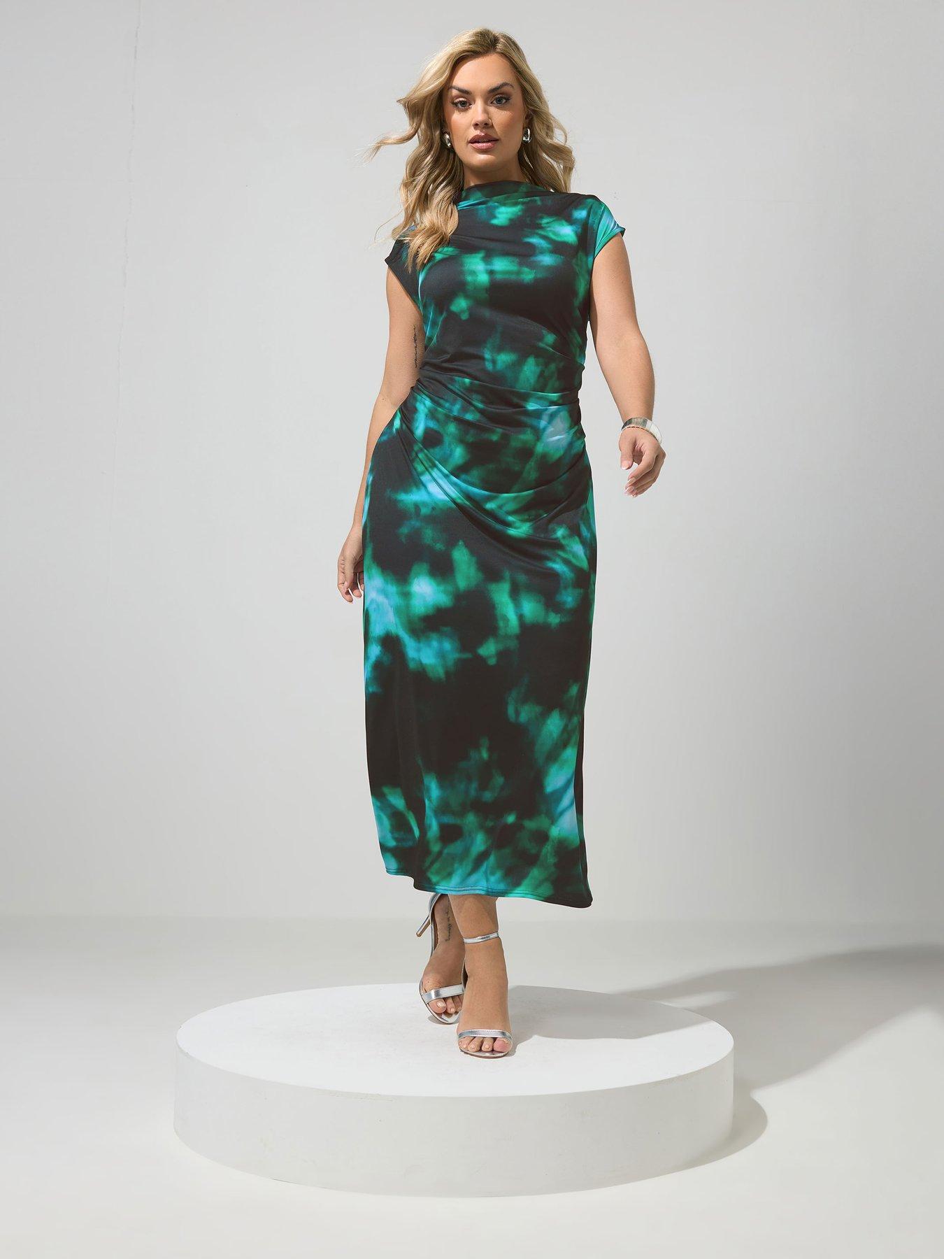 Image 3 of 5 of Yours Curve Abstract Drape Dress - Black