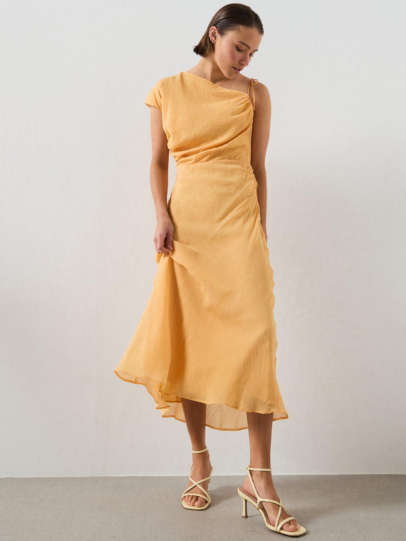 Mango Asymmetric Flowing Dress - Orange