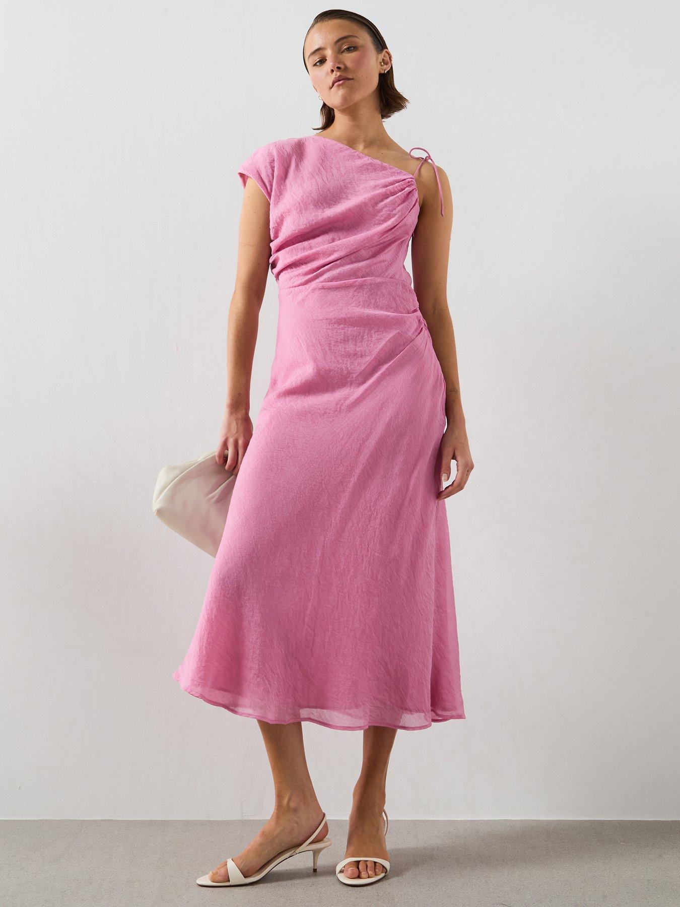 Mango Asymmetric Flowing Dress - Pink