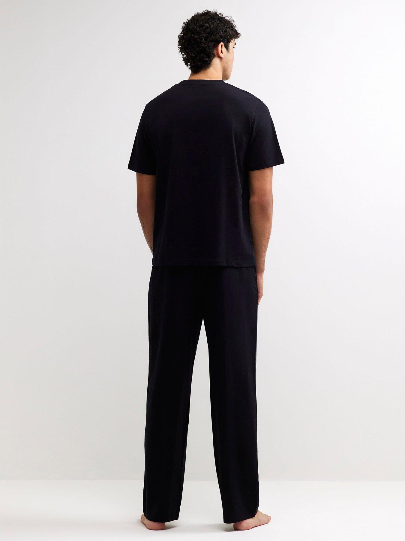 Image 2 of 6 of River Island Cotton T-shirt And Trousers Pyjamas Set - Black