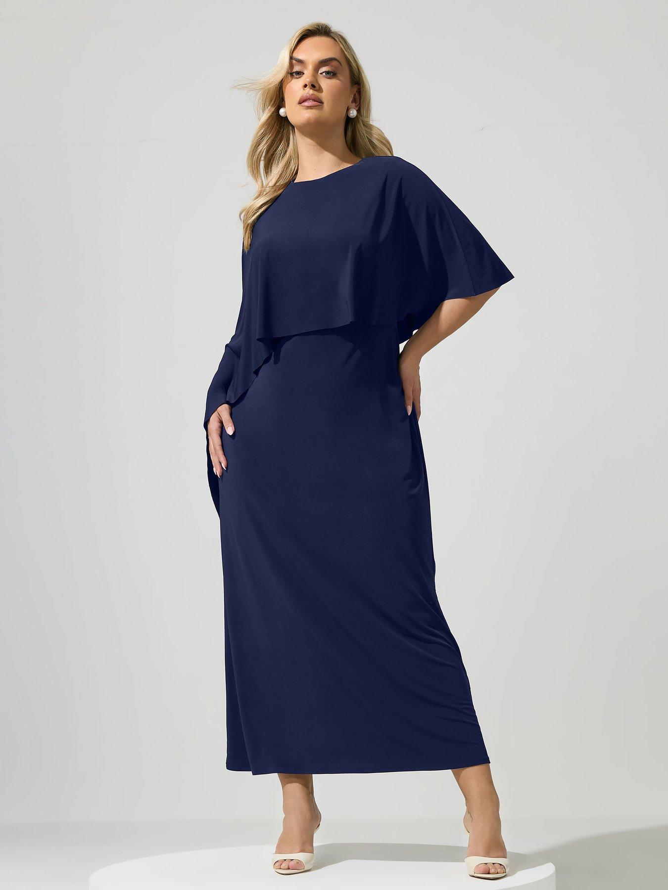 Yours Curve Cape Dress - Blue