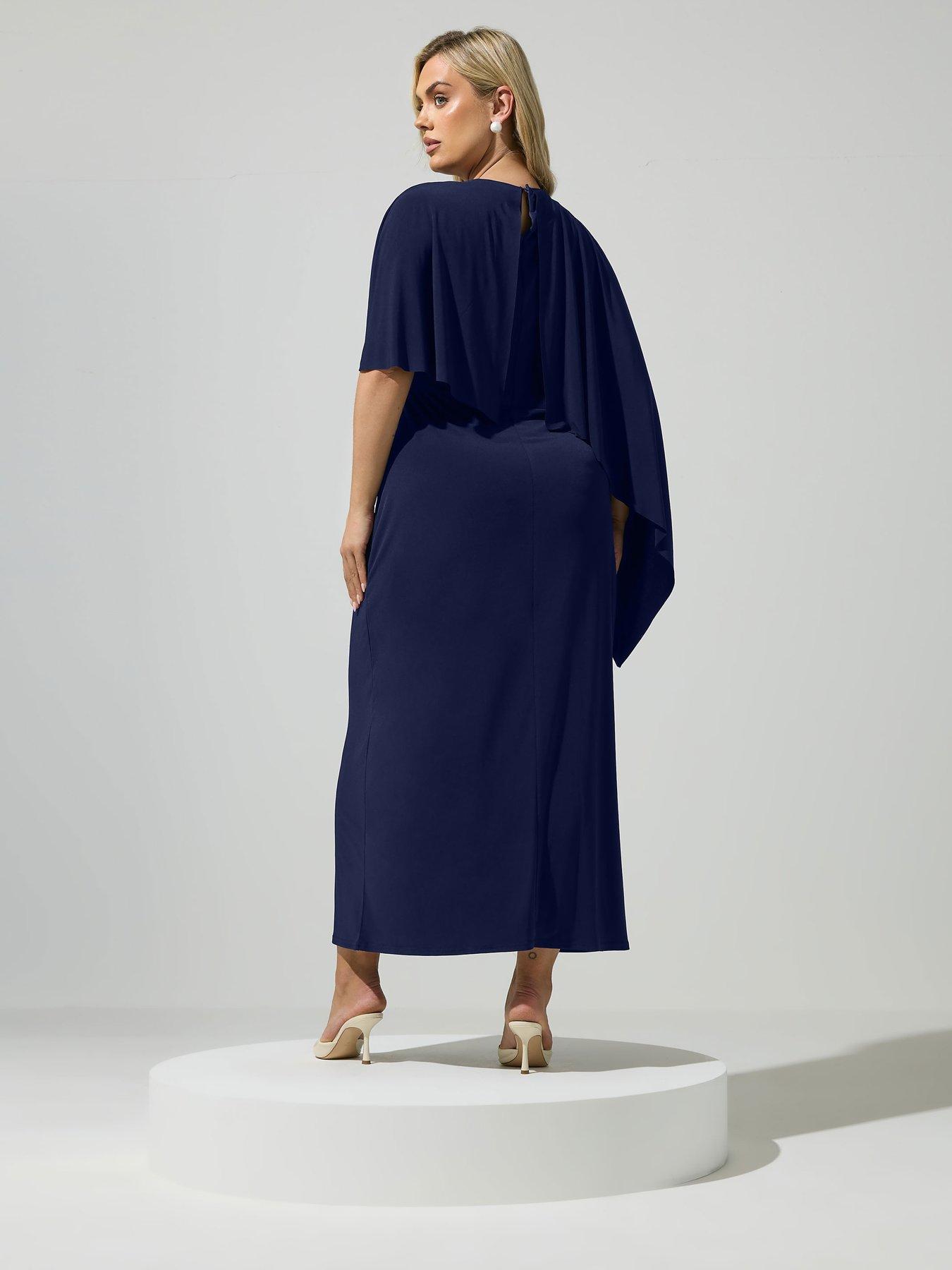Image 2 of 4 of Yours Curve Cape Dress - Blue