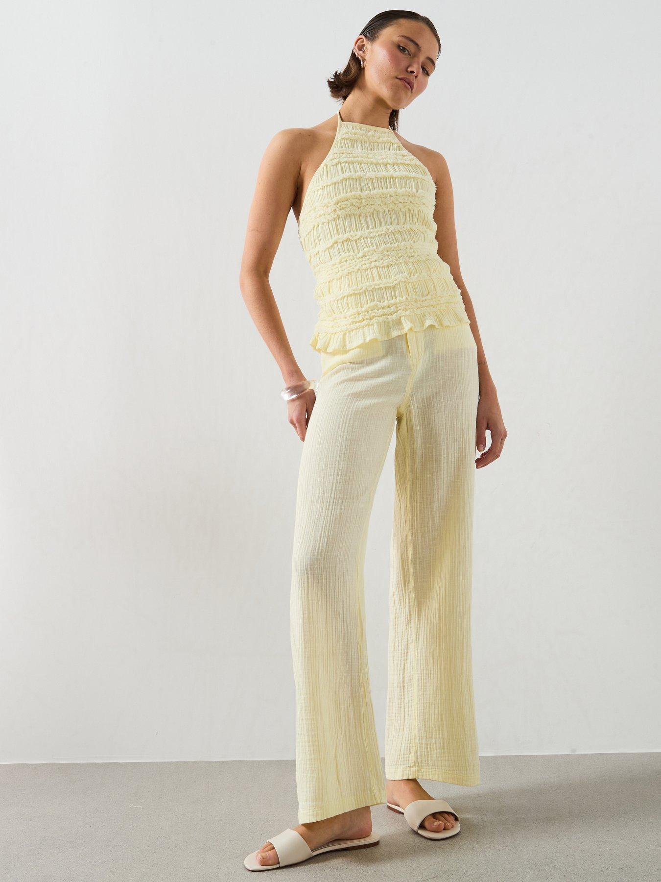 Mango Balloon Bambula Co-Ord Trousers - Pastel Yellow