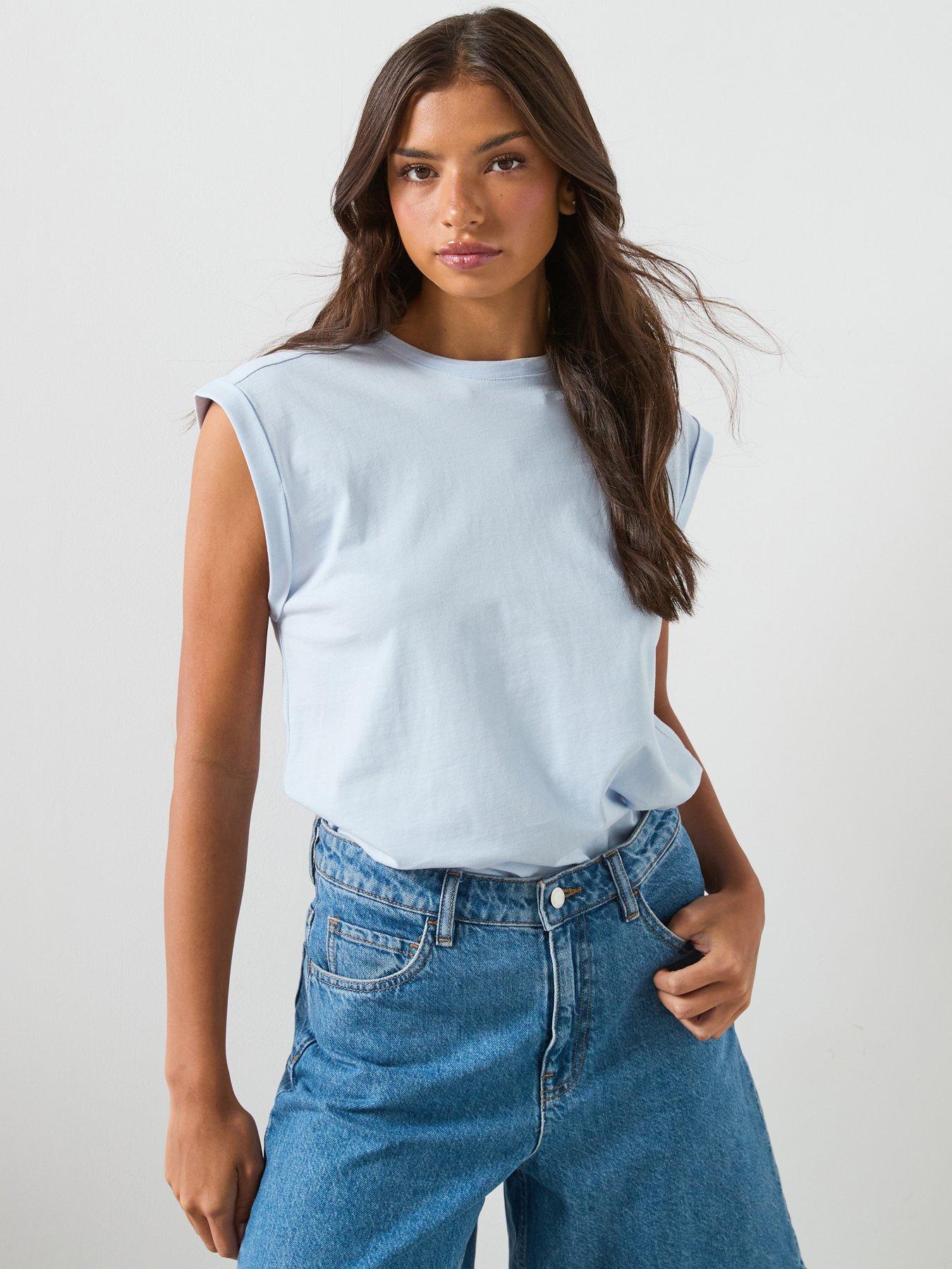 Mango Short-sleeved Cotton T-shirt - Blue