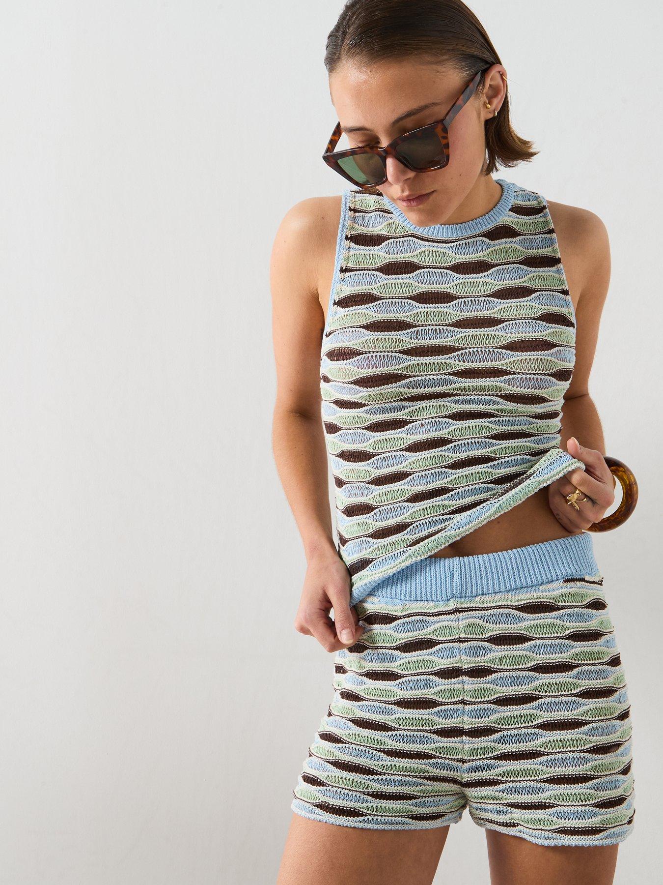 Image 4 of 6 of Mango Wavy Stripe Knit Top - Sky Blue