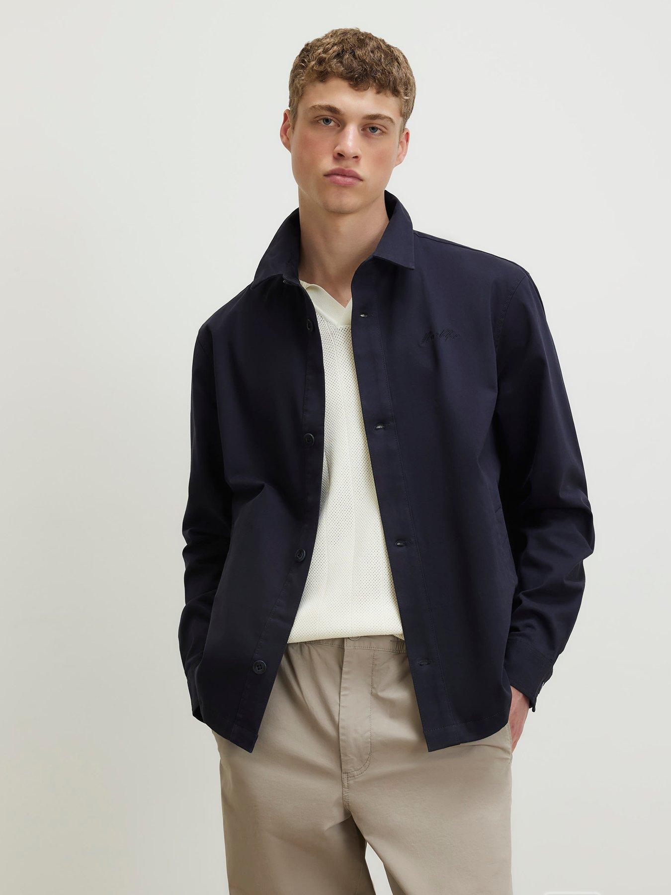 Image 1 of 4 of River Island Collared Button Up Jacket - Navy