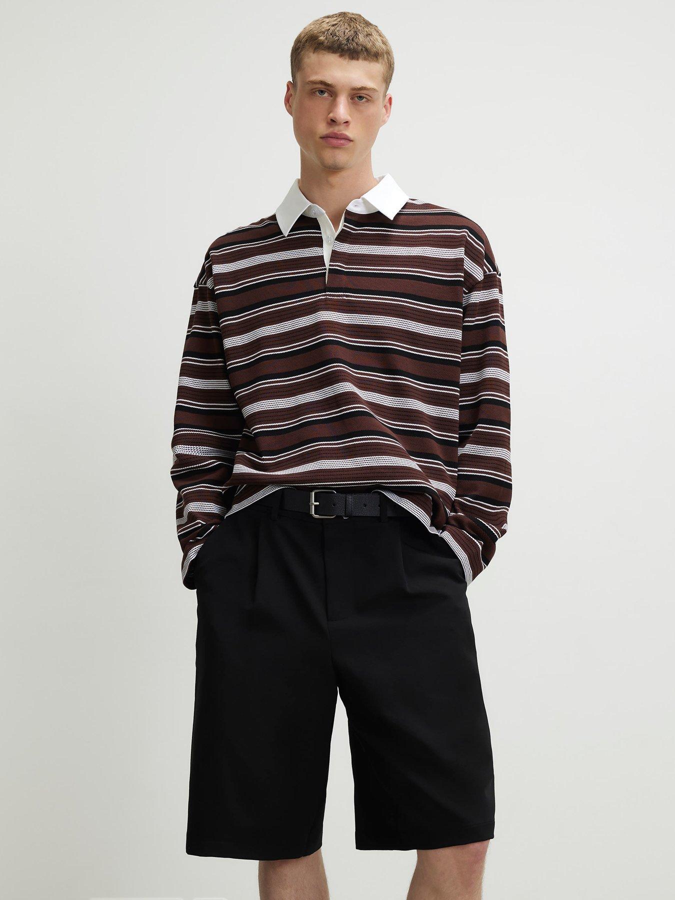 Image 1 of 6 of River Island River Island Long Sleeve Striped Polo Shirt