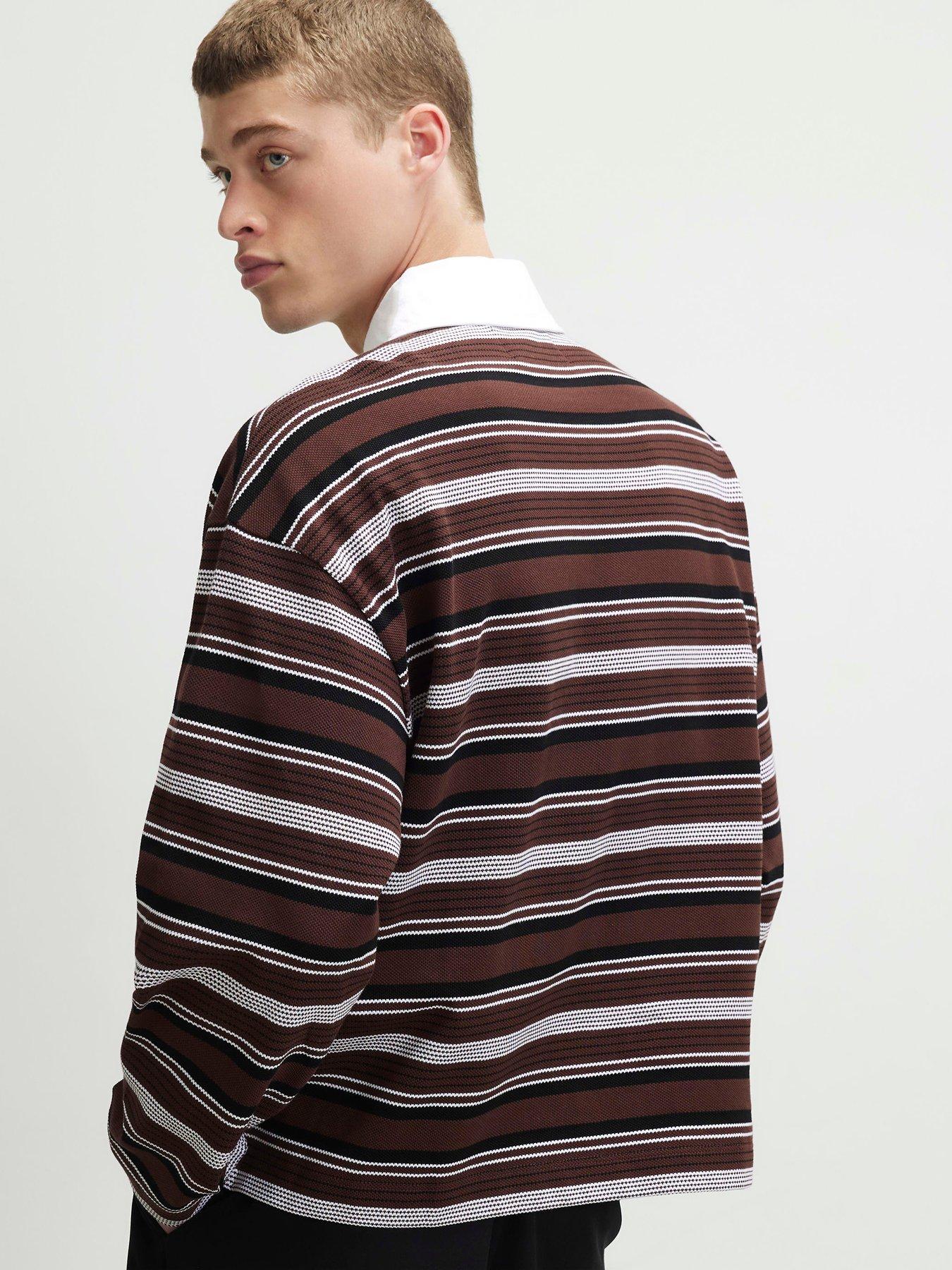 Image 2 of 6 of River Island River Island Long Sleeve Striped Polo Shirt