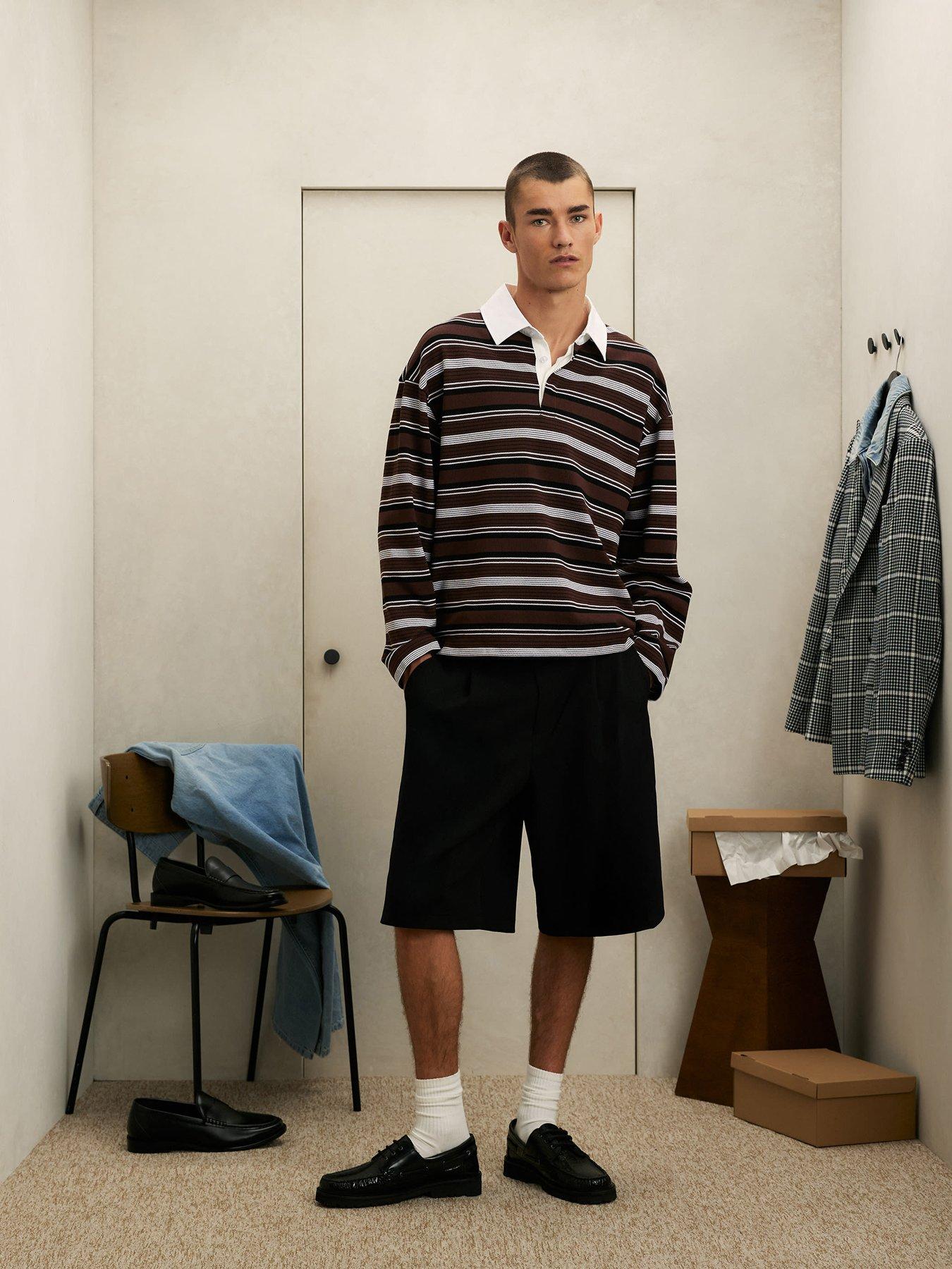 Image 3 of 6 of River Island River Island Long Sleeve Striped Polo Shirt
