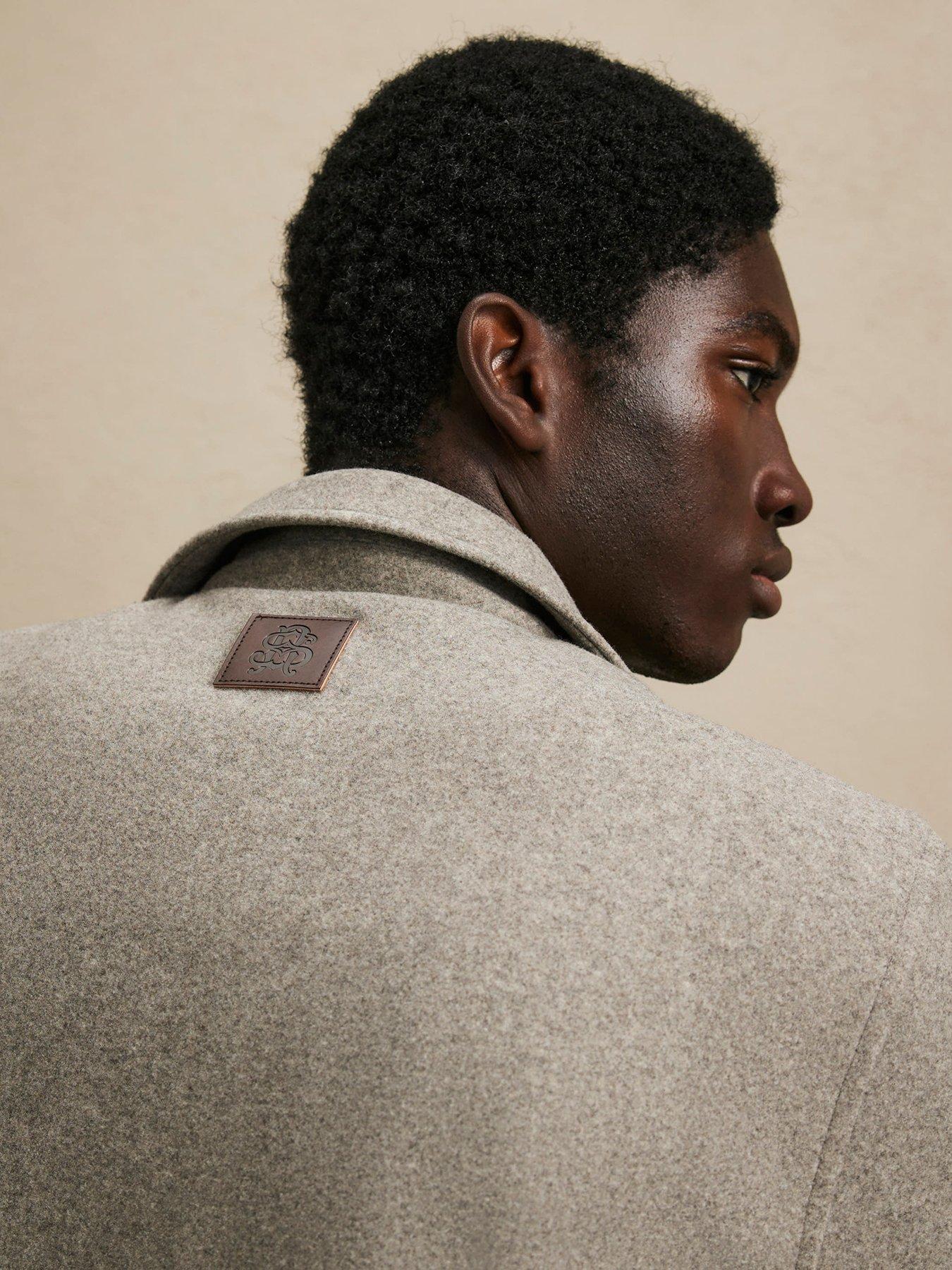 Image 2 of 6 of River Island Mens Zip-Through Embroidered Collared Shacket - Grey