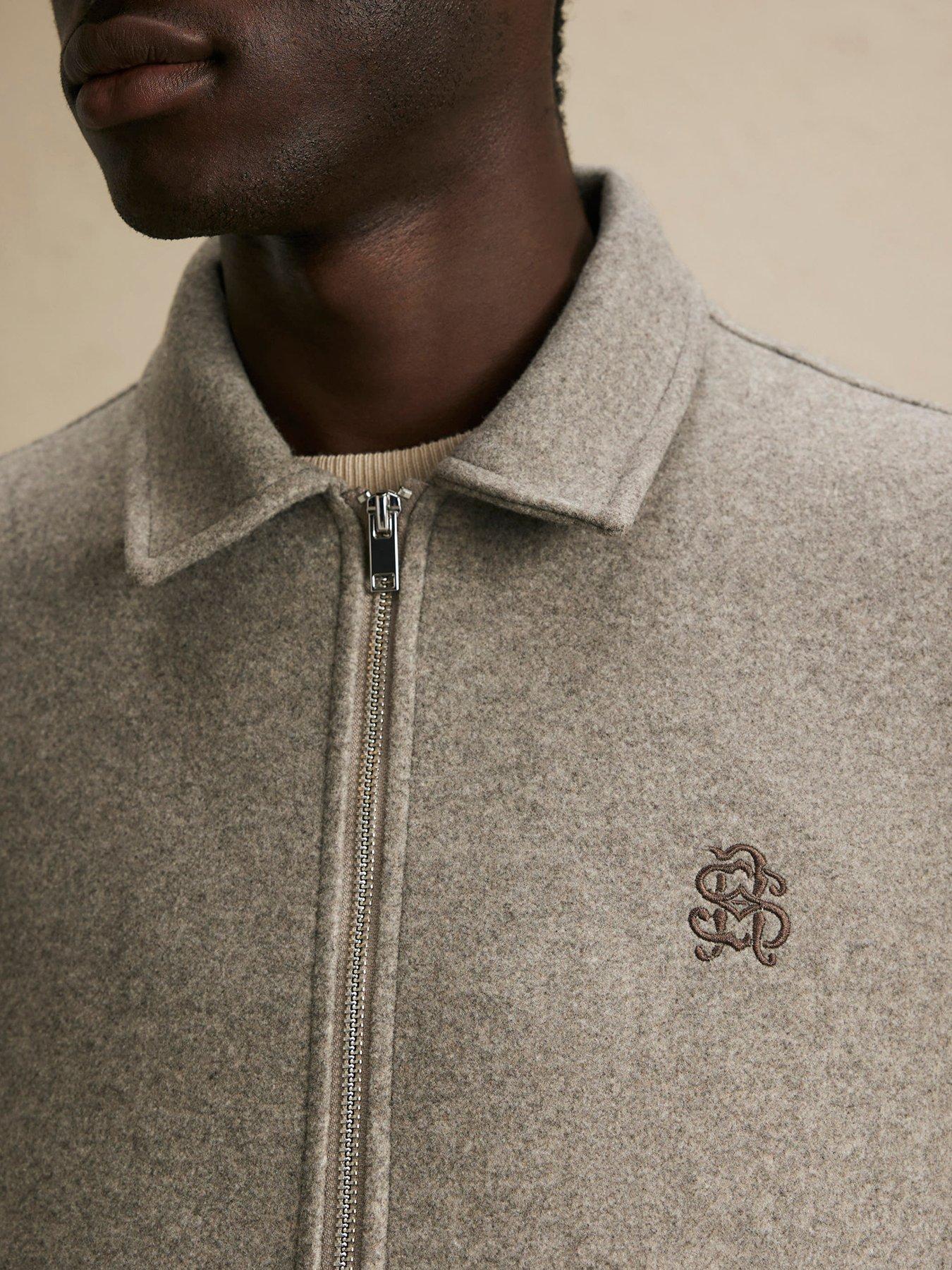 Image 4 of 6 of River Island Mens Zip-Through Embroidered Collared Shacket - Grey