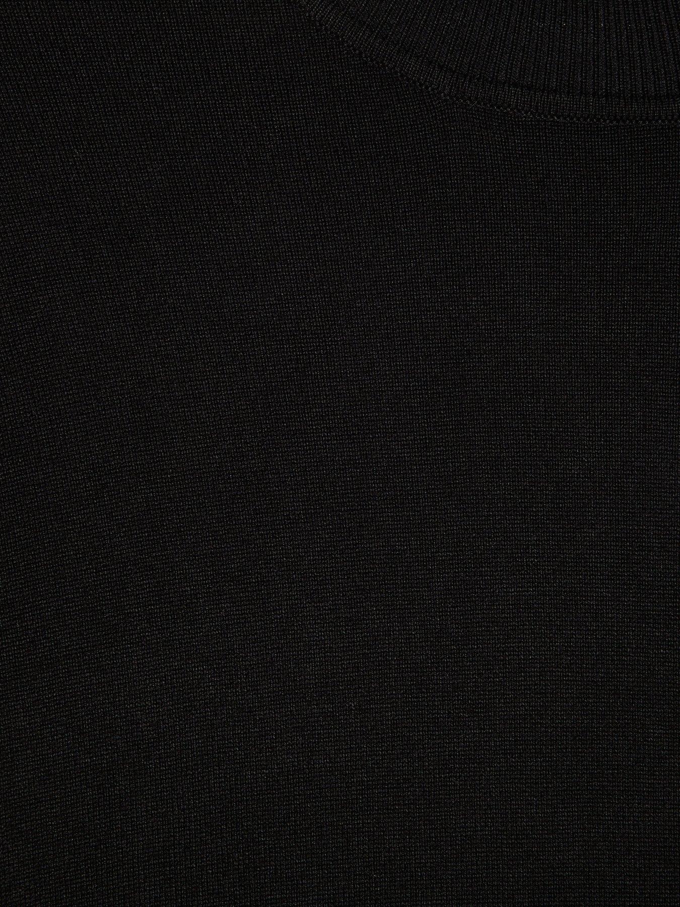 Image 4 of 5 of River Island Mens Midweight Slim Fit Roll Neck Cotton Jumper - Black