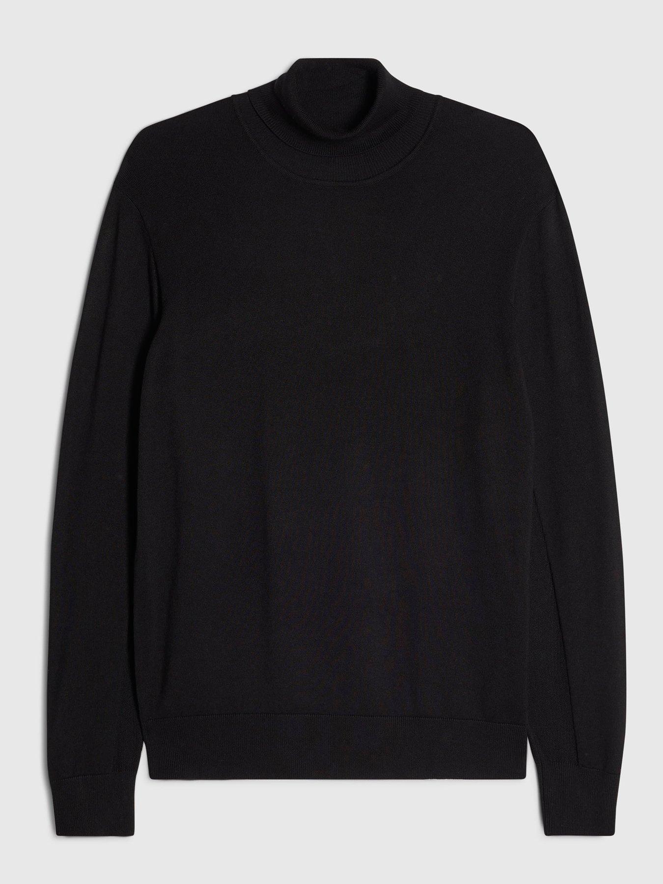 Image 5 of 5 of River Island Mens Midweight Slim Fit Roll Neck Cotton Jumper - Black