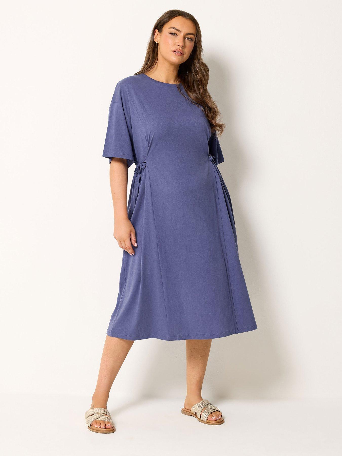 Yours Curve Front Tie Midi Dress - Blue