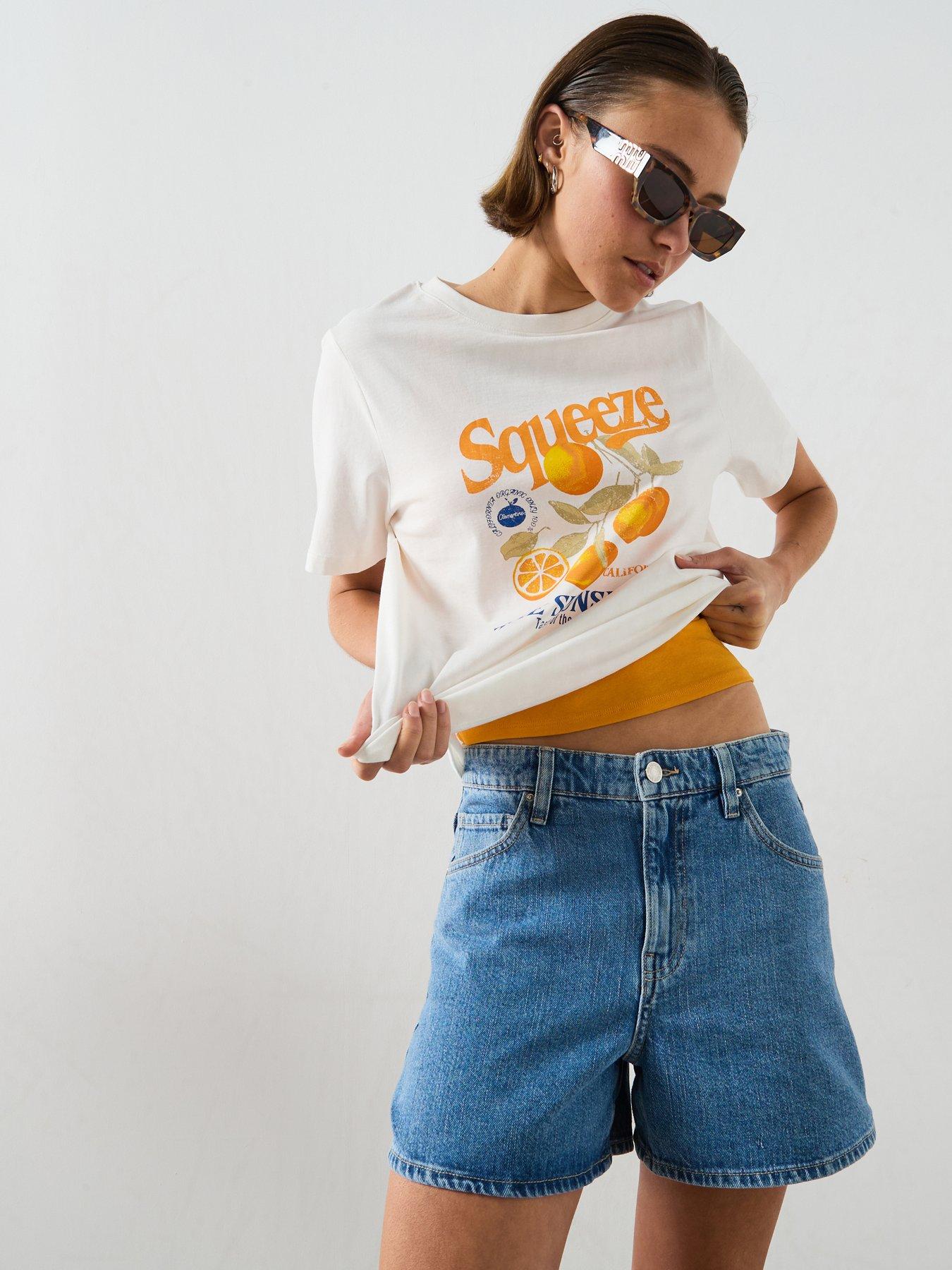 Image 1 of 6 of Mango Printed Cotton-blend T-shirt - Orange