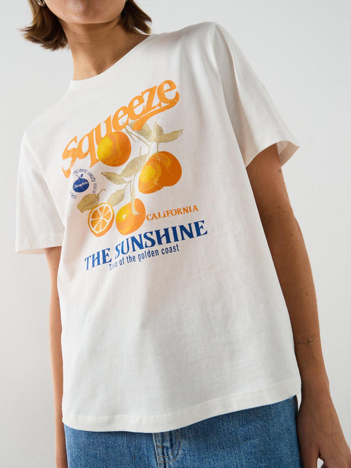 Image 6 of 6 of Mango Printed Cotton-blend T-shirt - Orange