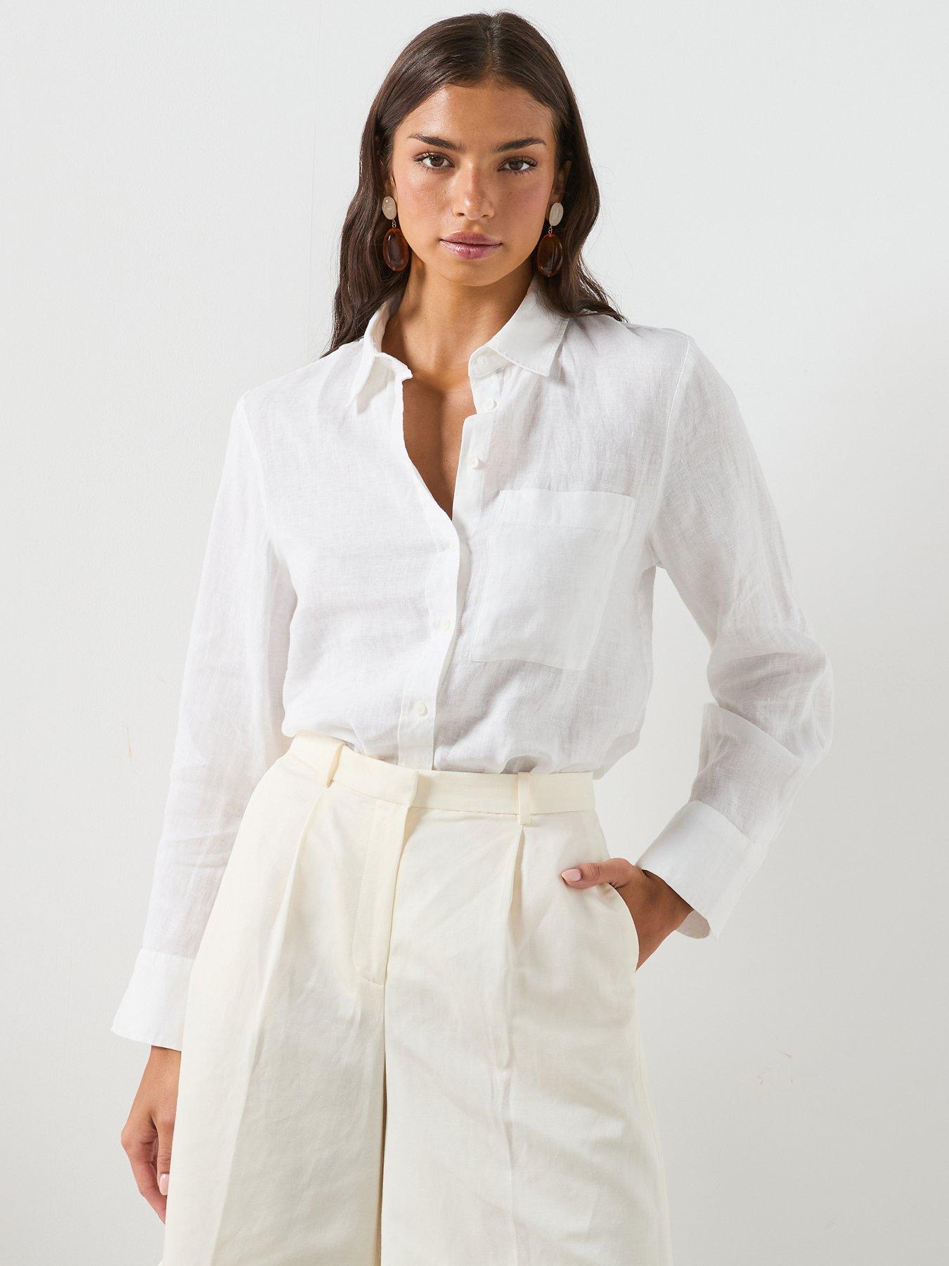Mango Pocket Linen Shirt - White