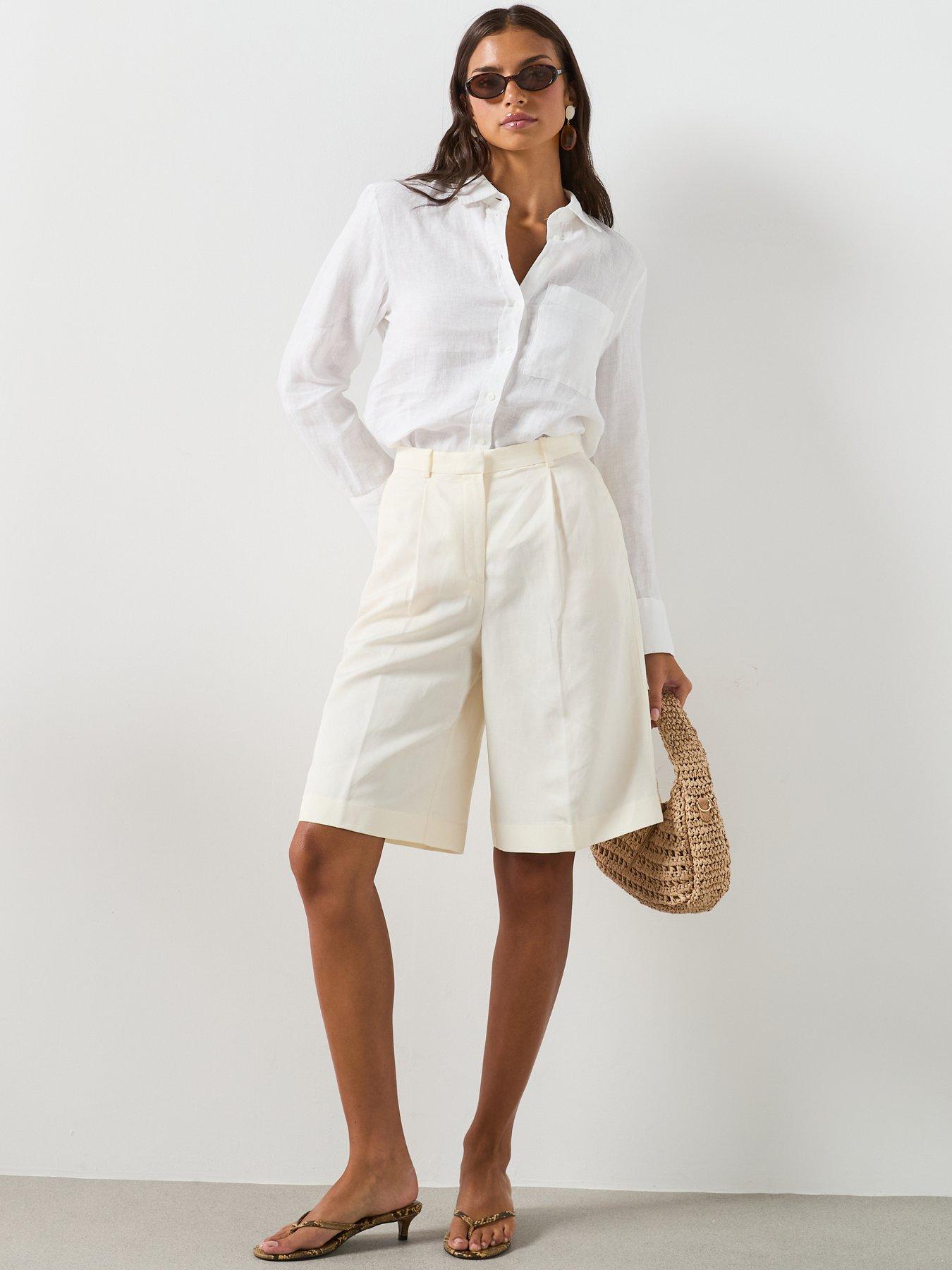 Image 3 of 6 of Mango Pocket Linen Shirt - White