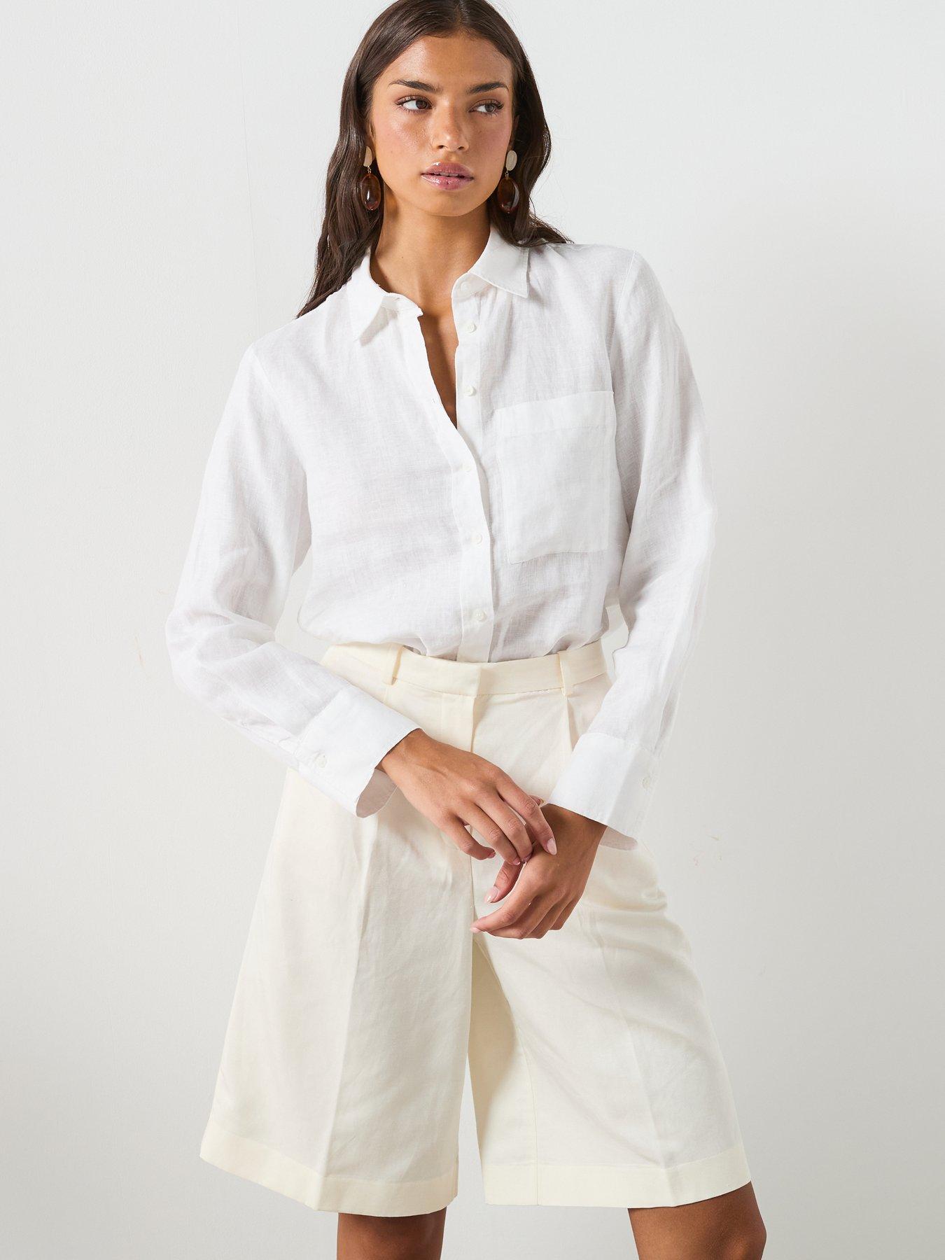 Image 5 of 6 of Mango Pocket Linen Shirt - White