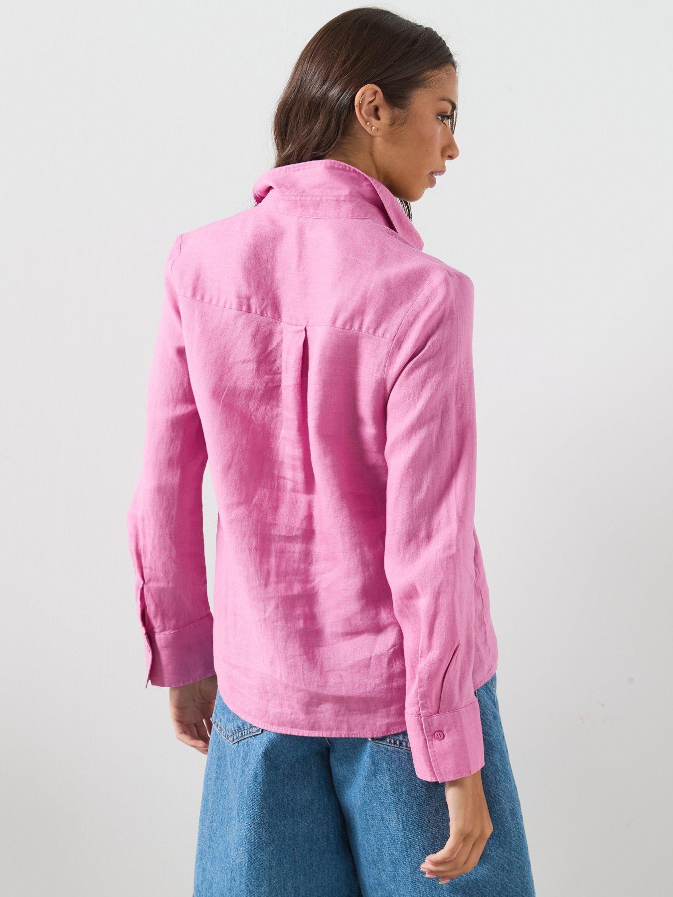 Image 2 of 6 of Mango Pocket Linen Shirt - Pink