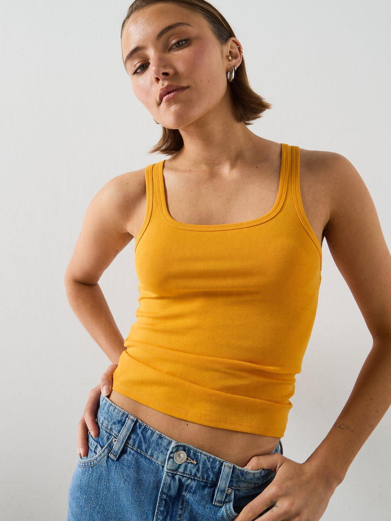 Mango Semi-sheer Ribbed Top - Orange