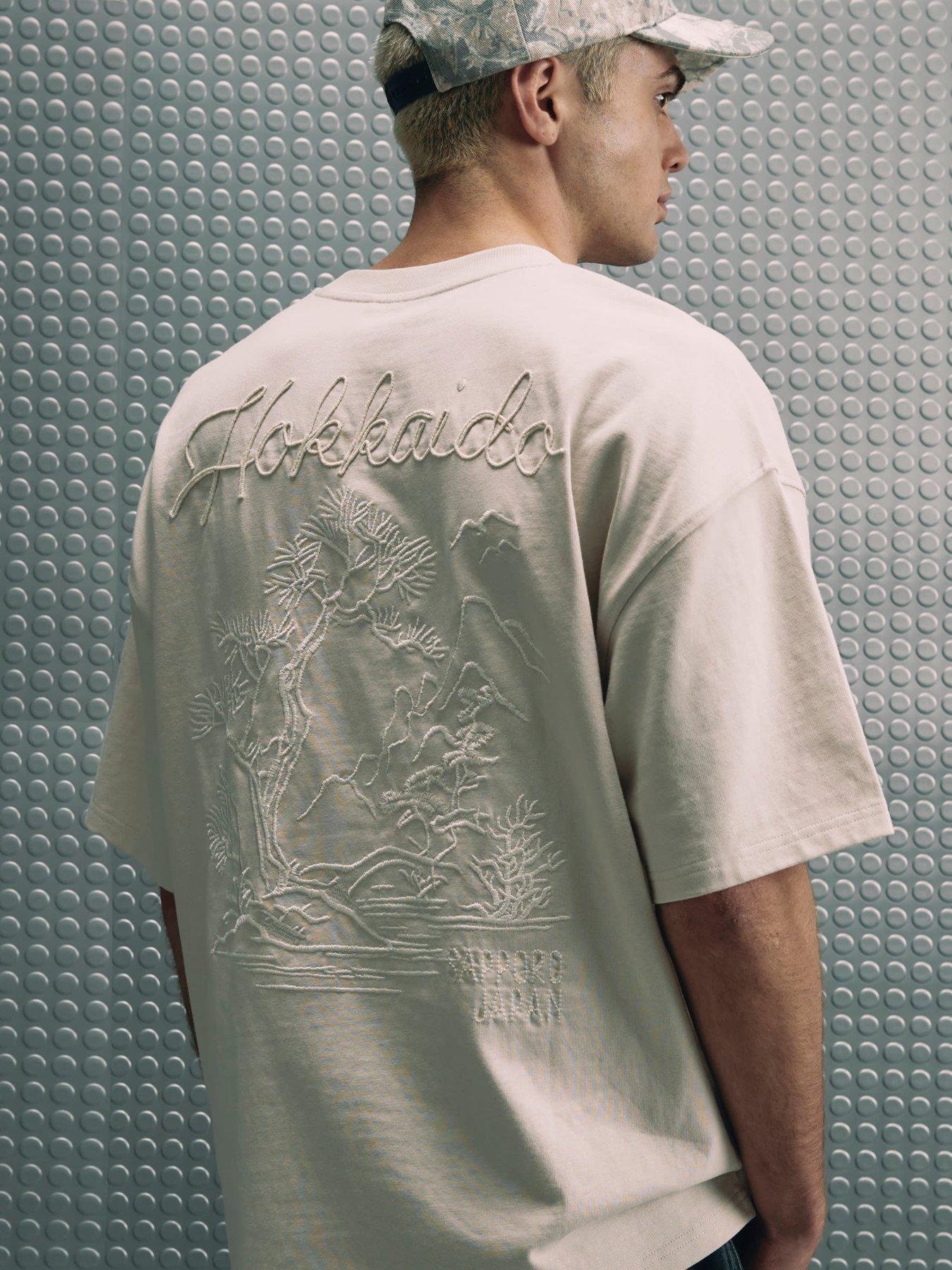 Image 2 of 5 of River Island Hokkaido Embroidered Graphic T-Shirt - Beige