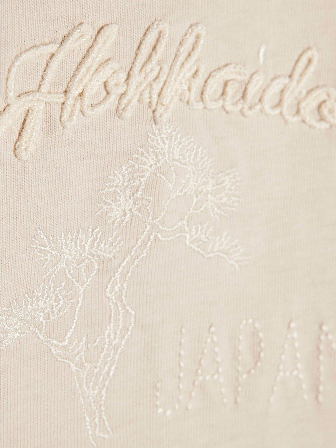 Image 5 of 5 of River Island Hokkaido Embroidered Graphic T-Shirt - Beige